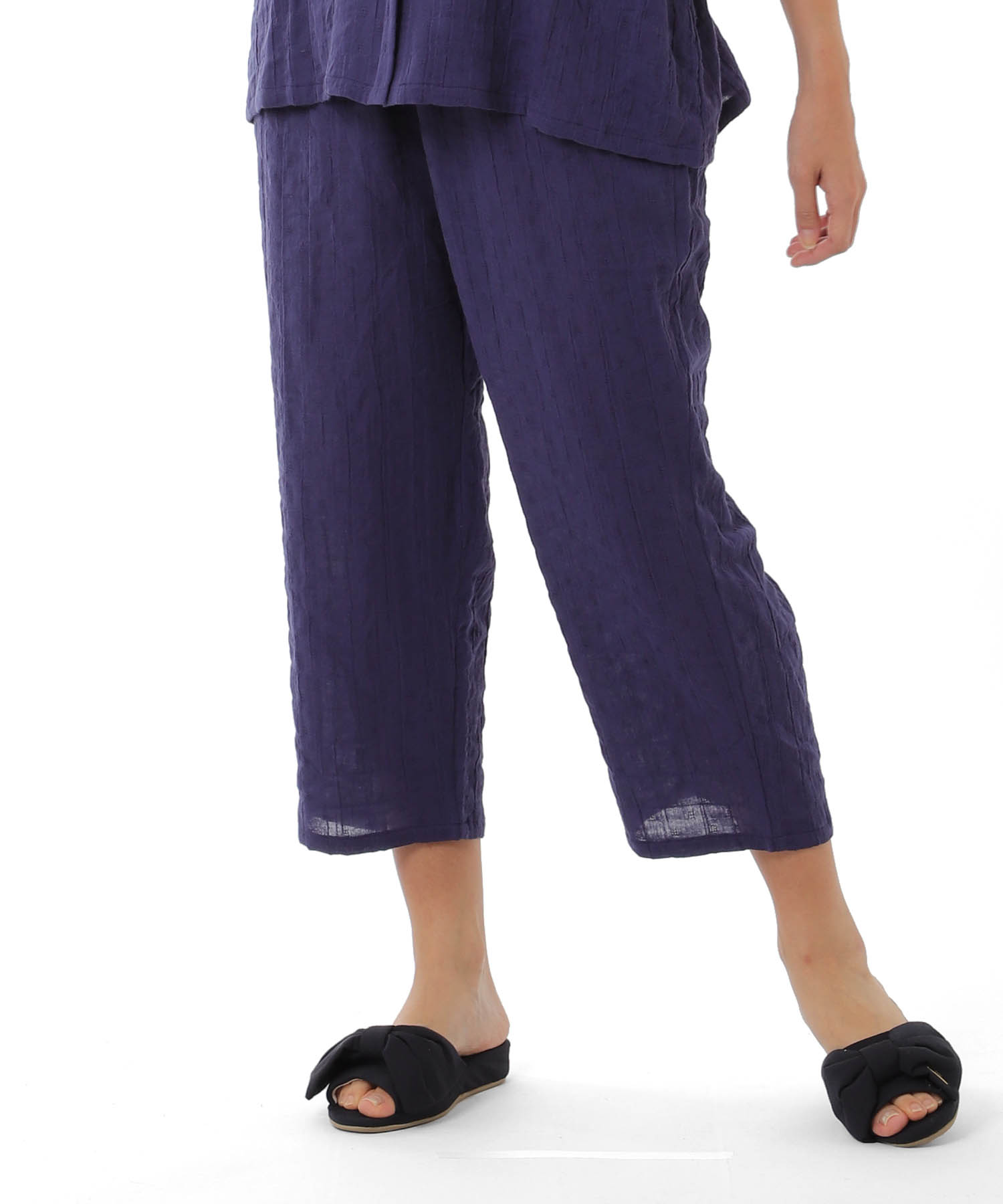 シャーリングガーゼ表ジャカード_パジャマ&ルームウェア-セットアップ_ネイビー_5