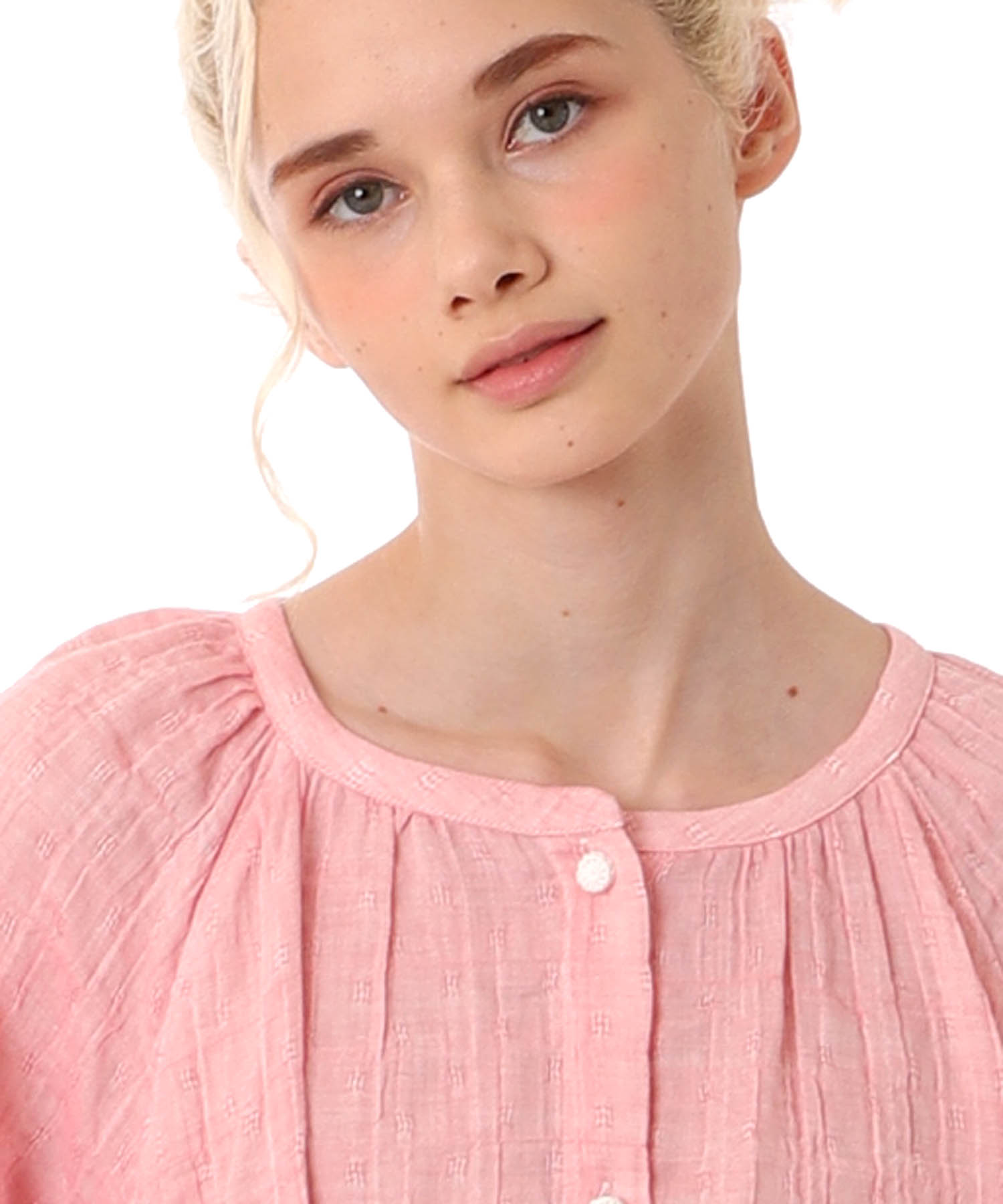 シャーリングガーゼ表ジャカード_パジャマ&ルームウェア-セットアップ_ピンク_3