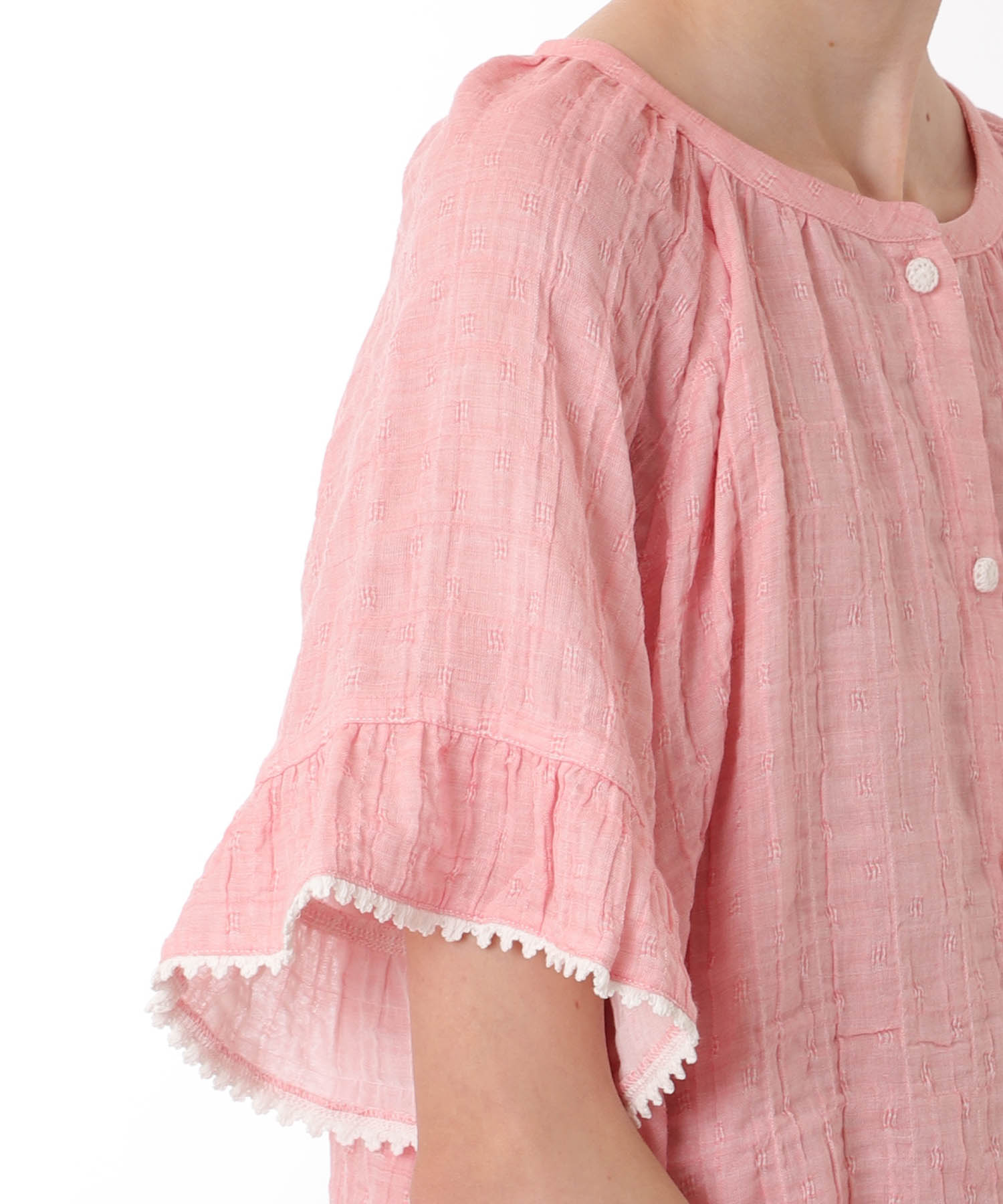 シャーリングガーゼ表ジャカード_パジャマ&ルームウェア-セットアップ_ピンク_4