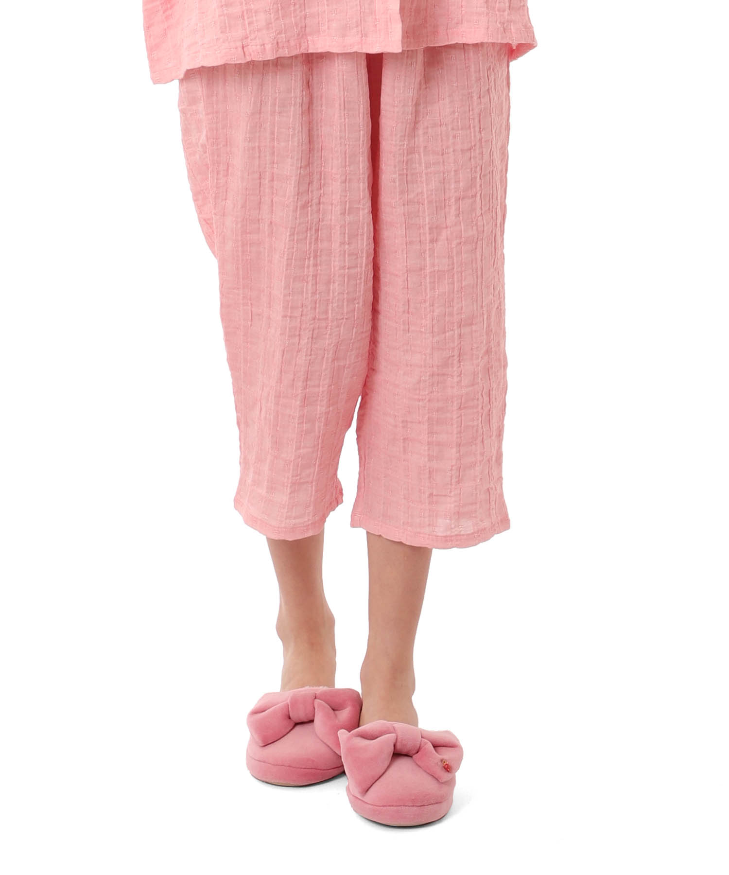 シャーリングガーゼ表ジャカード_パジャマ&ルームウェア-セットアップ_ピンク_5