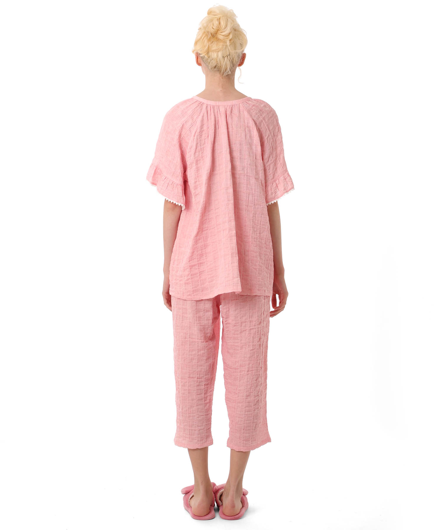シャーリングガーゼ表ジャカード_パジャマ&ルームウェア-セットアップ_ピンク_6