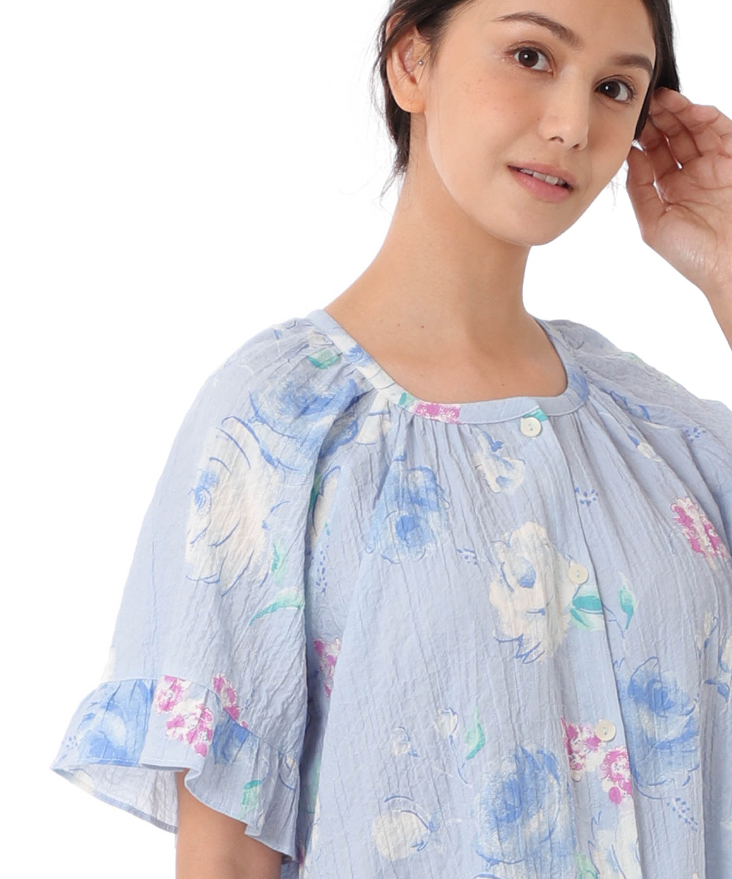 シャーリングボイルローズ_パジャマ&ルームウェア-セットアップ_ブルー_3