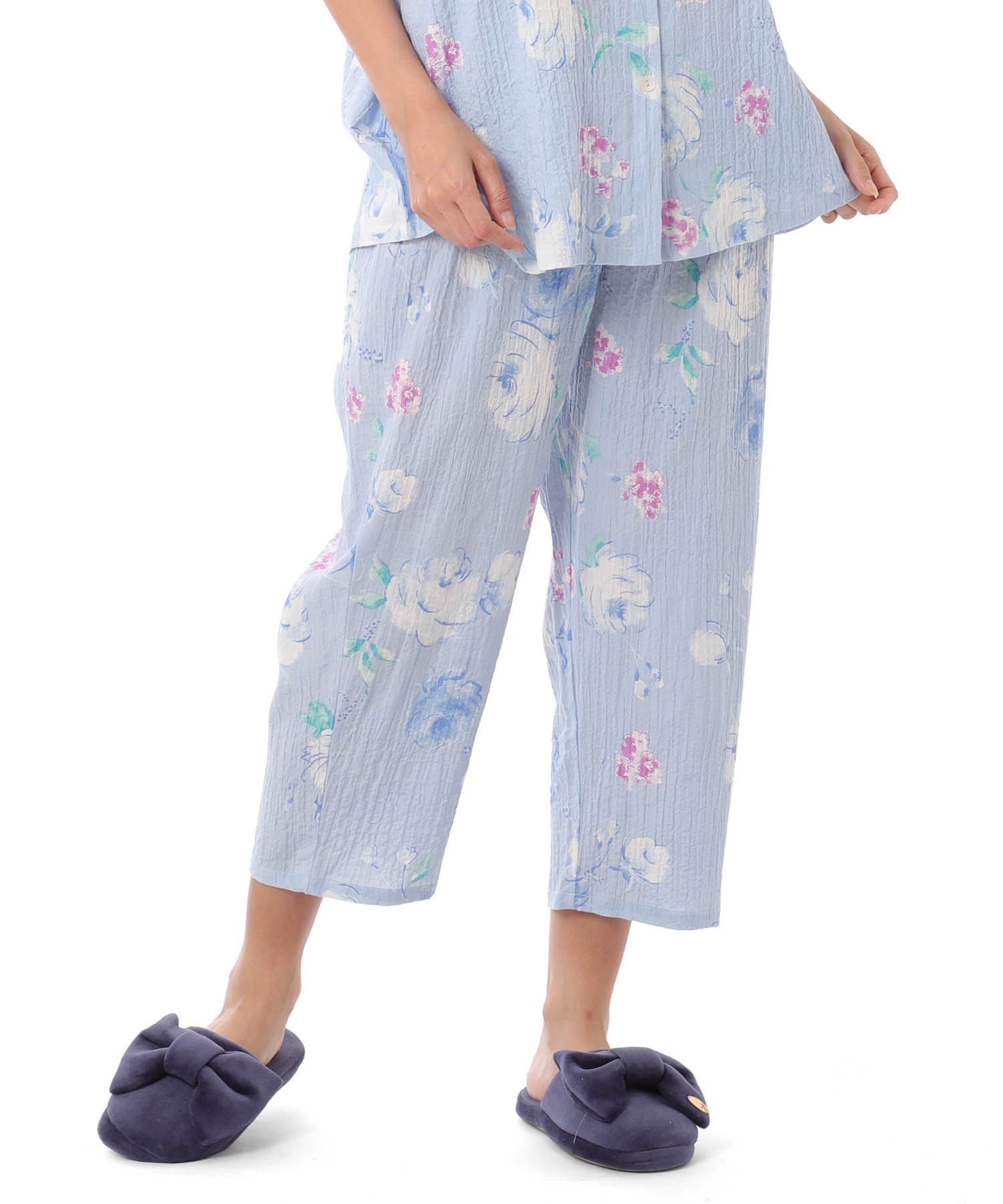 シャーリングボイルローズ_パジャマ&ルームウェア-セットアップ_ブルー_6