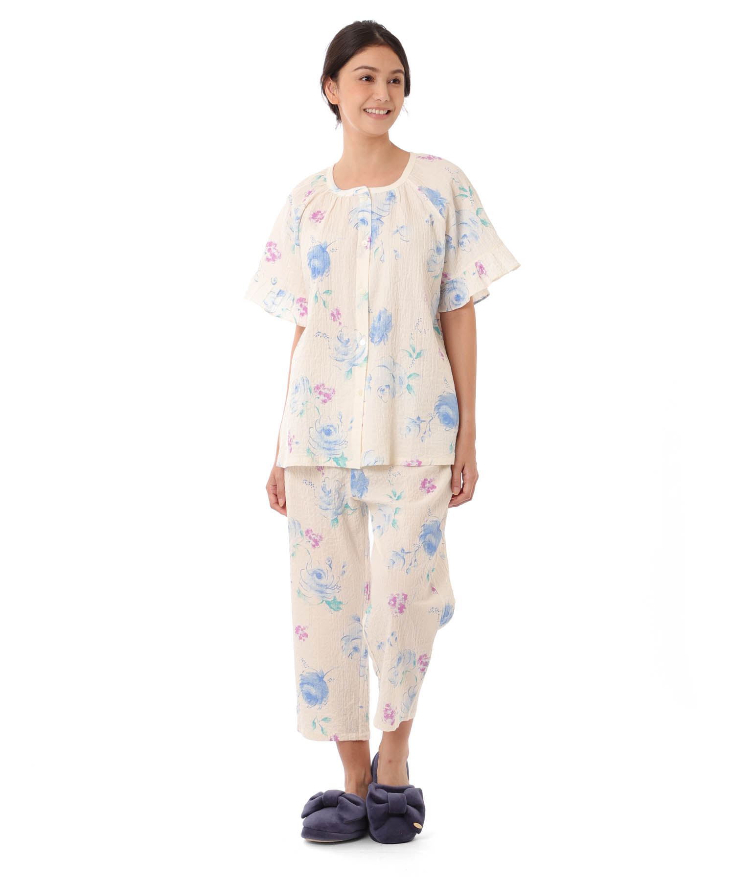 シャーリングボイルローズ_パジャマ&ルームウェア-セットアップ_クリーム_1