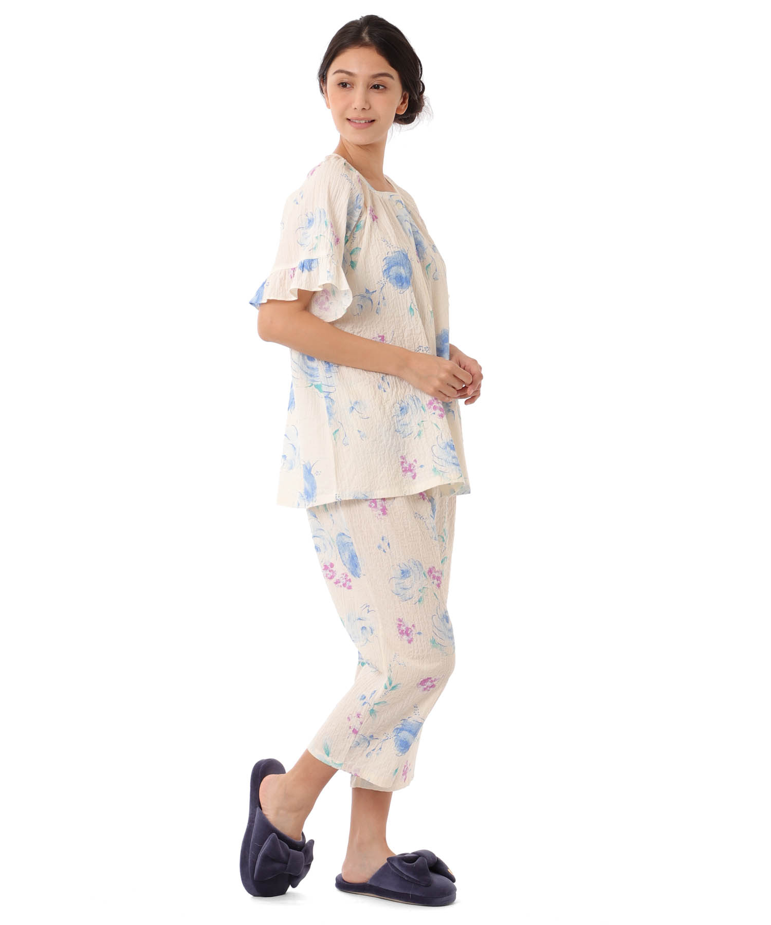 シャーリングボイルローズ_パジャマ&ルームウェア-セットアップ_クリーム_2