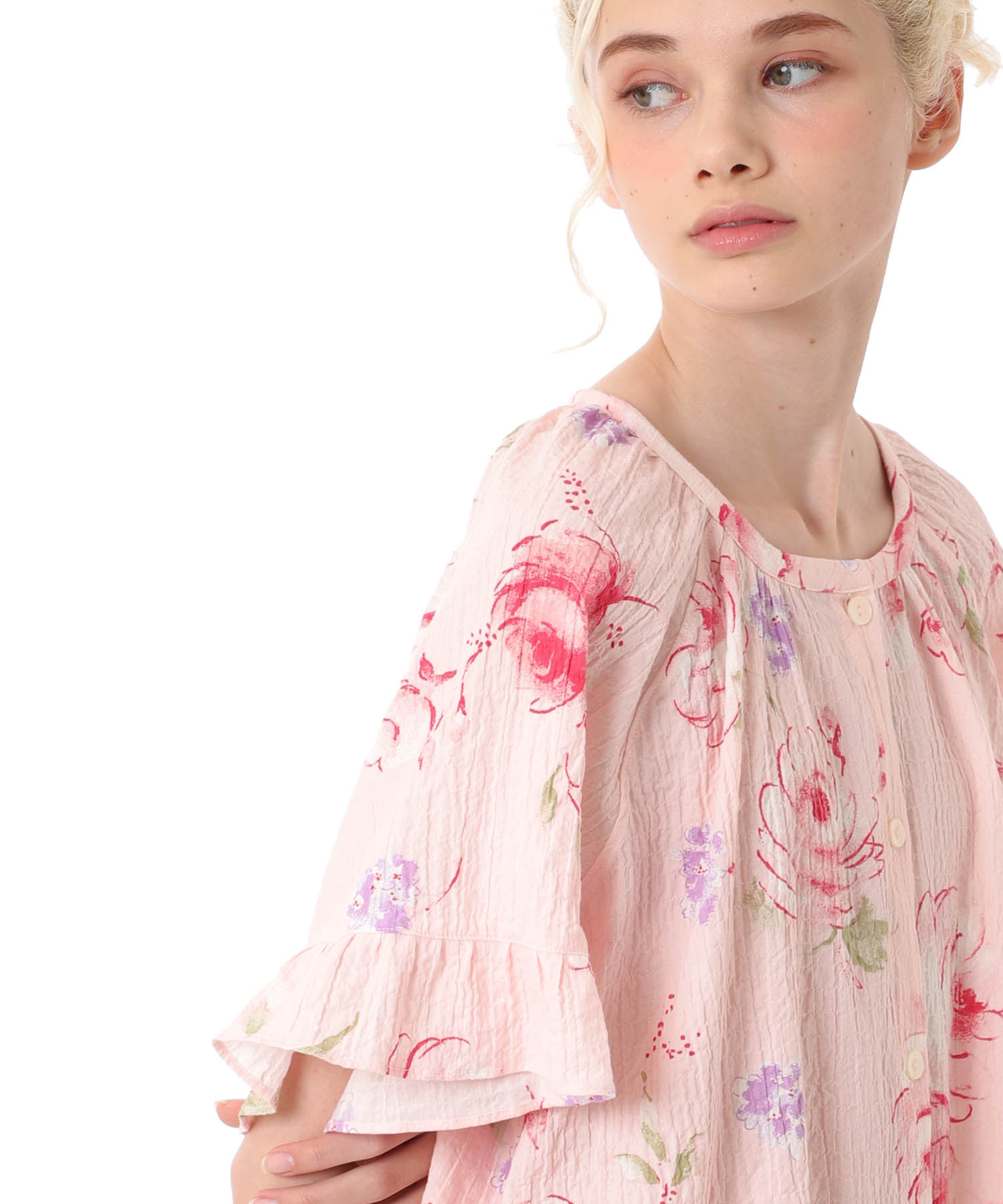 シャーリングボイルローズ_パジャマ&ルームウェア-セットアップ_ピンク_3