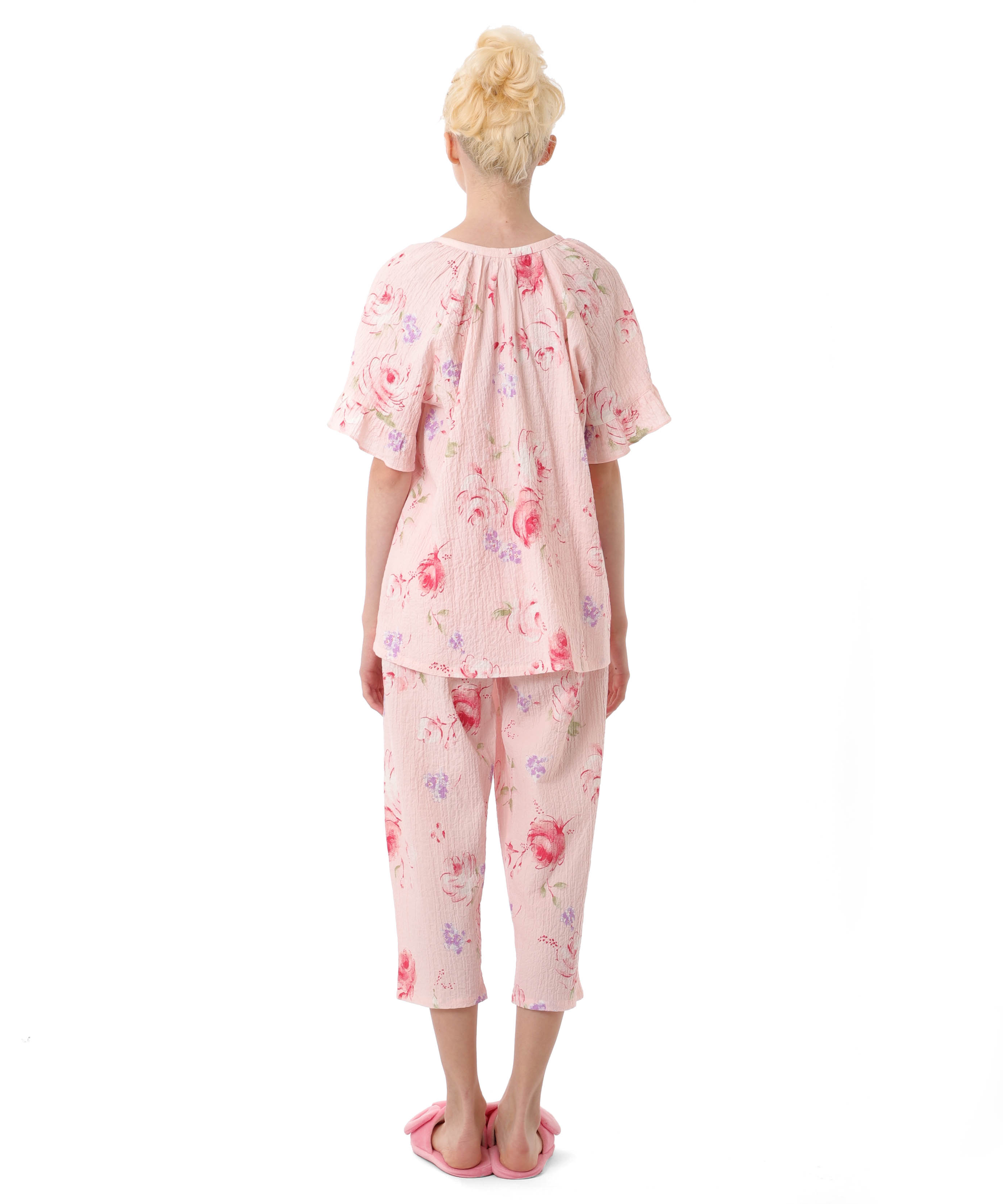 シャーリングボイルローズ_パジャマ&ルームウェア-セットアップ_ピンク_4