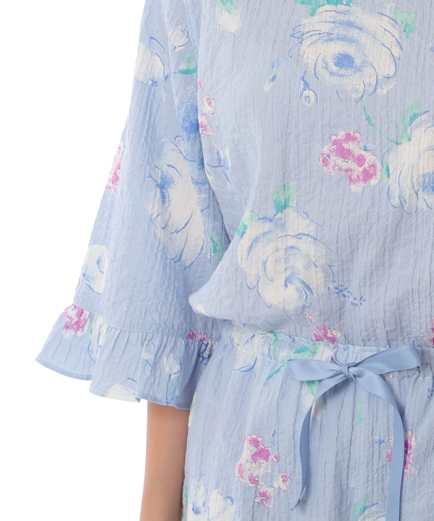 シャーリングボイルローズセットアップ_パジャマ&ルームウェア-セットアップ_ブルー_5