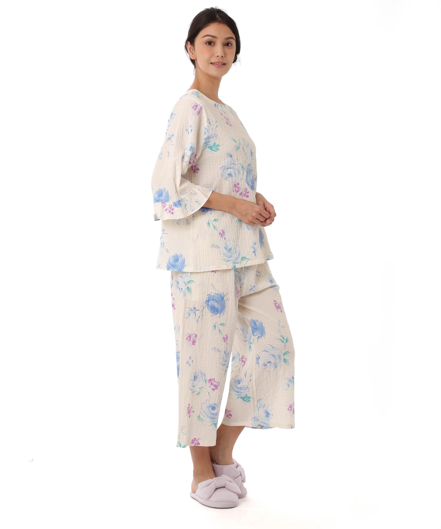 シャーリングボイルローズセットアップ_パジャマ&ルームウェア-セットアップ_クリーム_2