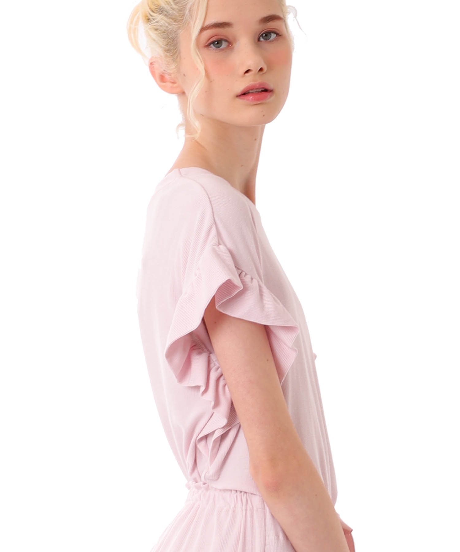 接触冷感リブニット_パジャマ&ルームウェア-セットアップ_ピンク_3