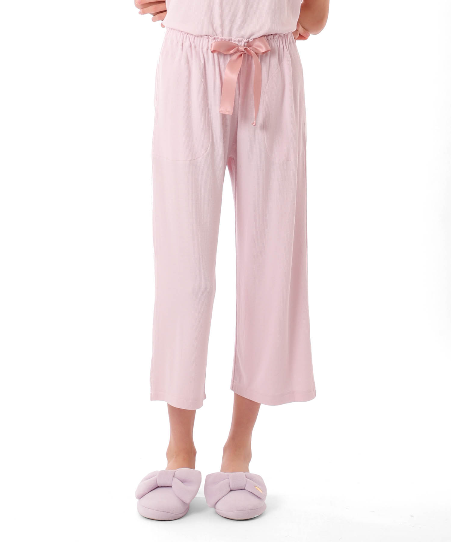 接触冷感リブニット_パジャマ&ルームウェア-セットアップ_ピンク_5