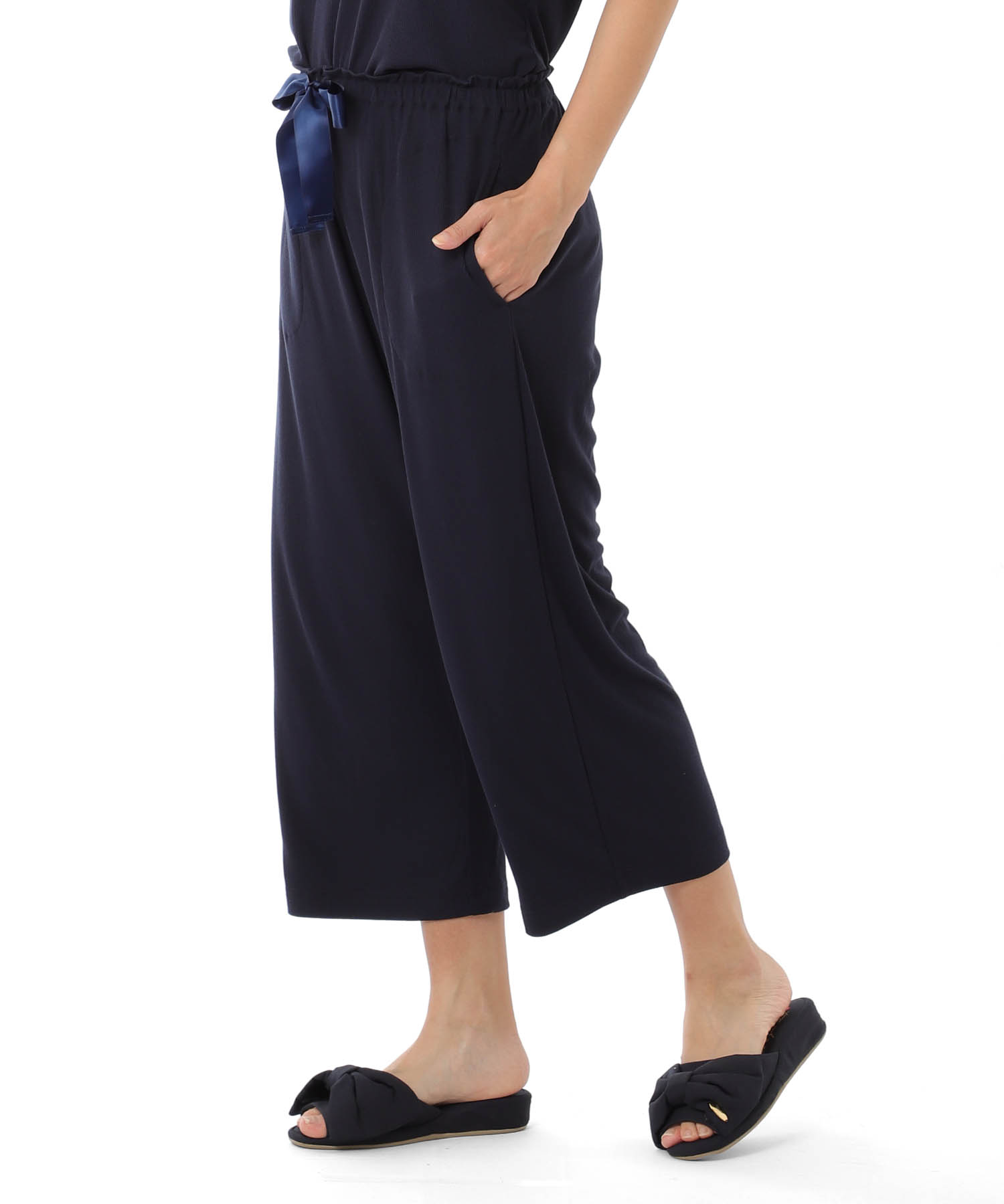 接触冷感リブニット_パジャマ&ルームウェア-セットアップ_ネイビー_7