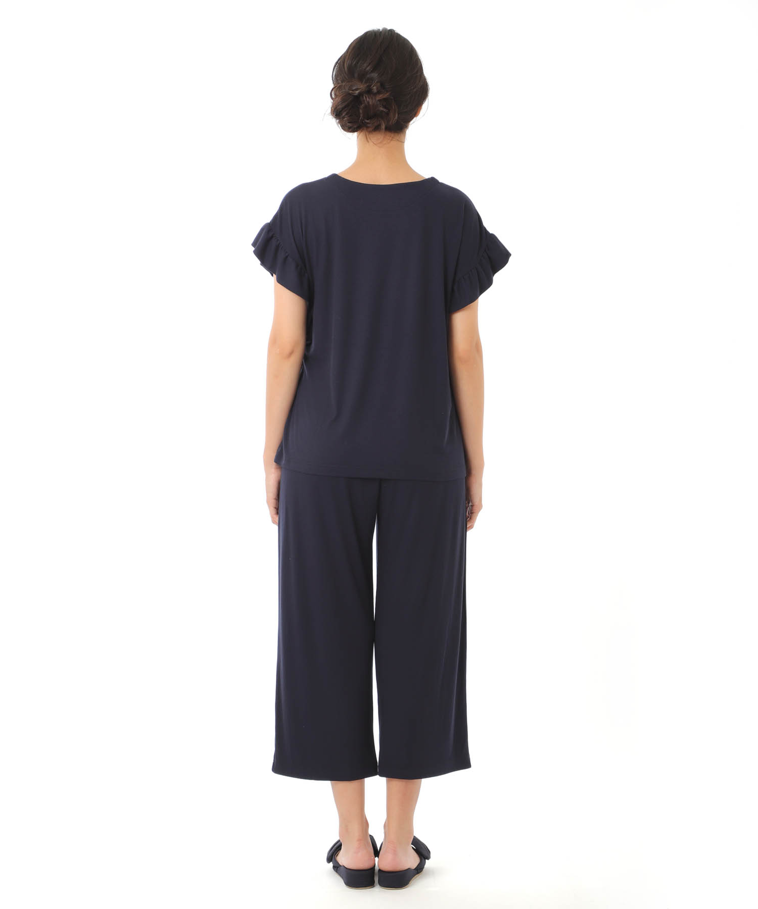 接触冷感リブニット_パジャマ&ルームウェア-セットアップ_ネイビー_8