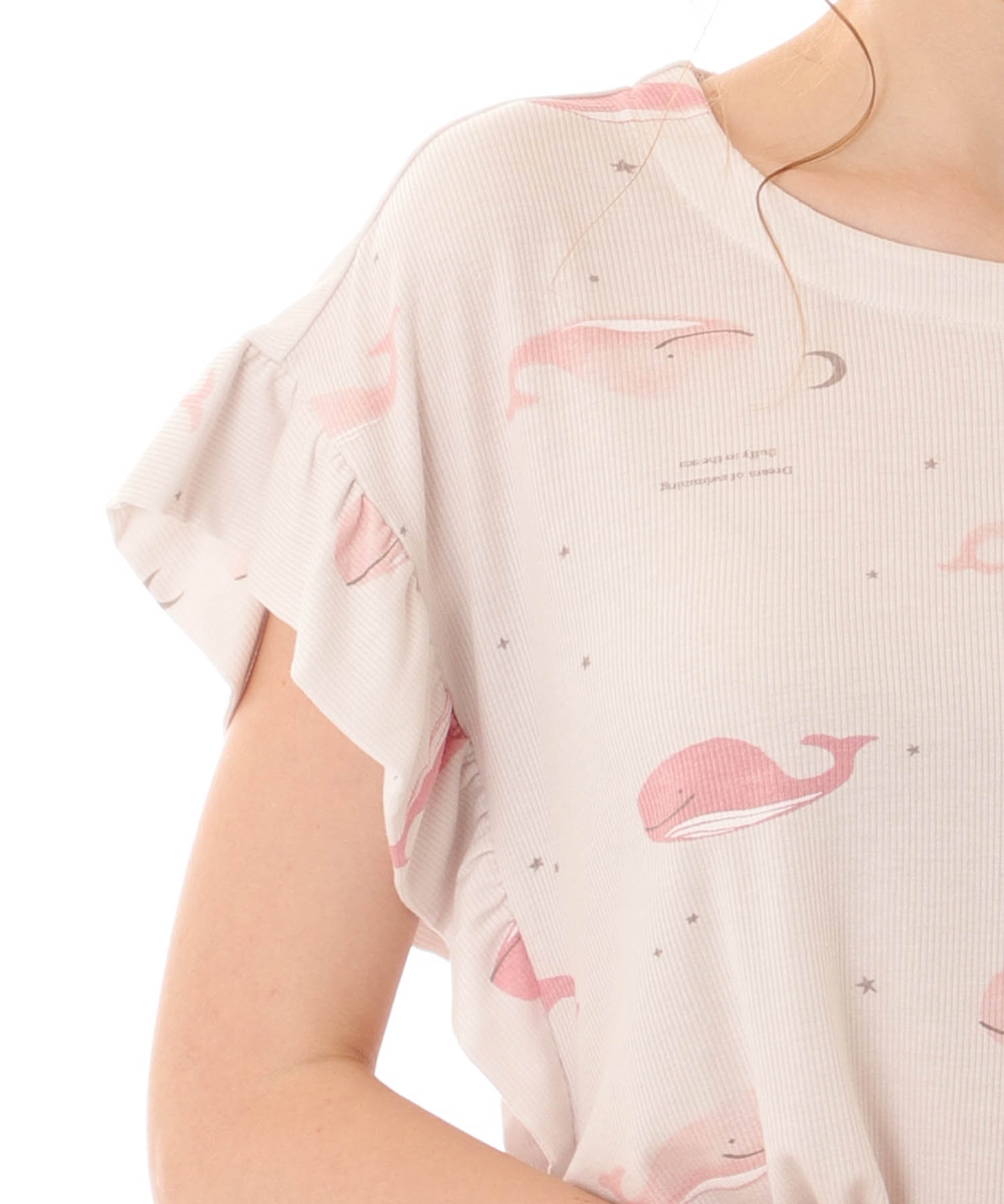 接触冷感リブニット夜空のくじら_パジャマ&ルームウェア-セットアップ_グレー_4