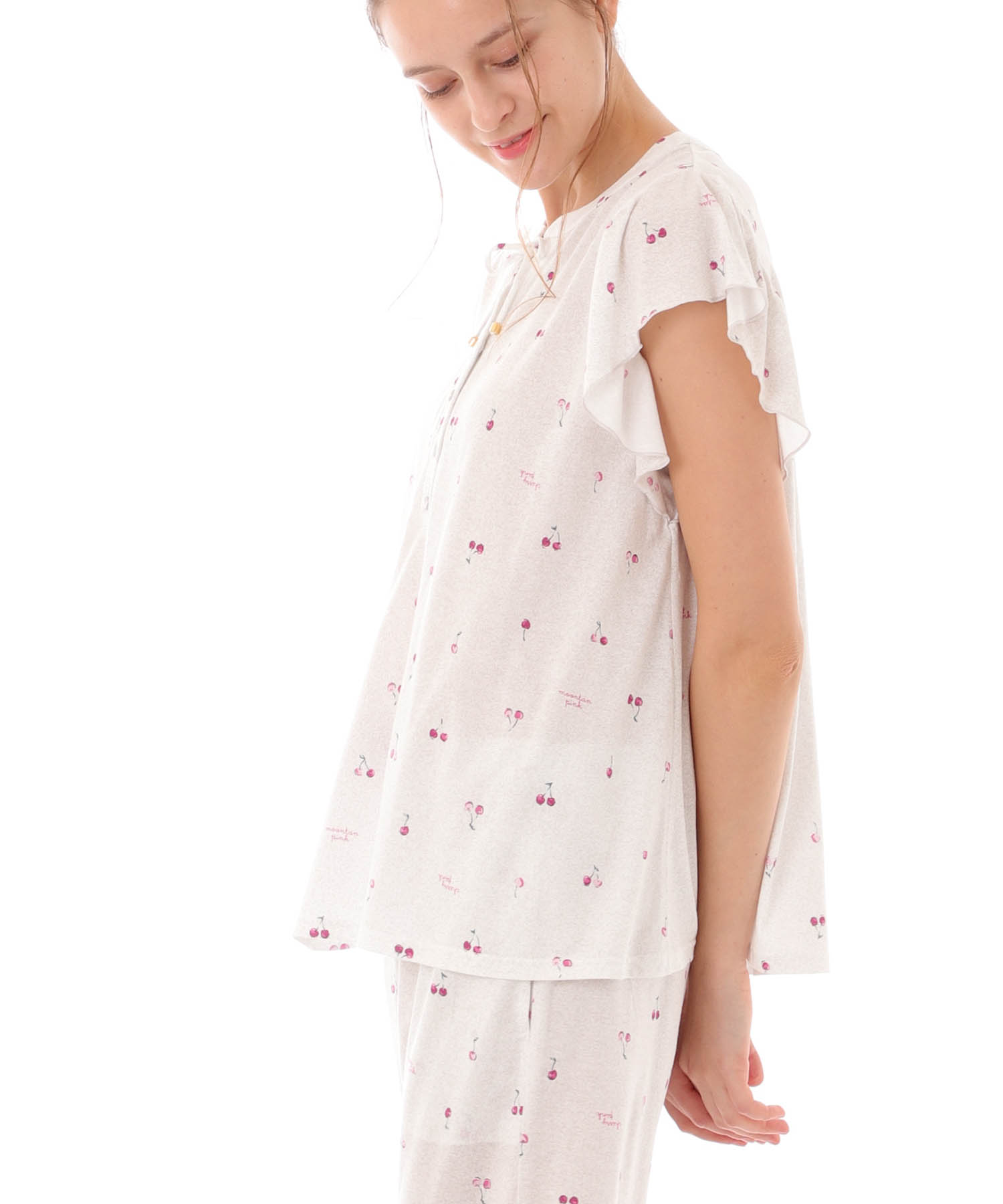 綿テンセルチェリーセットアップ_パジャマ&ルームウェア-セットアップ_グレー_2