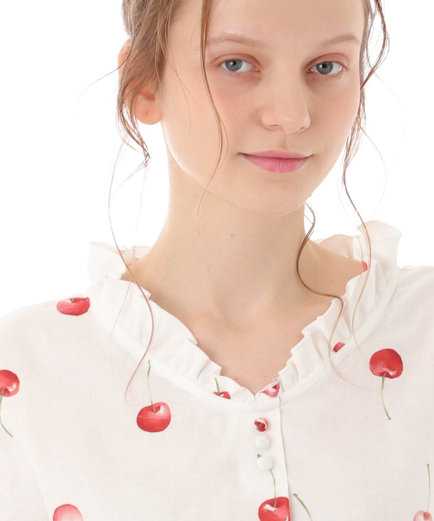 コットンＷガーゼチェリー_パジャマ&ルームウェア-セットアップ_ホワイト_4