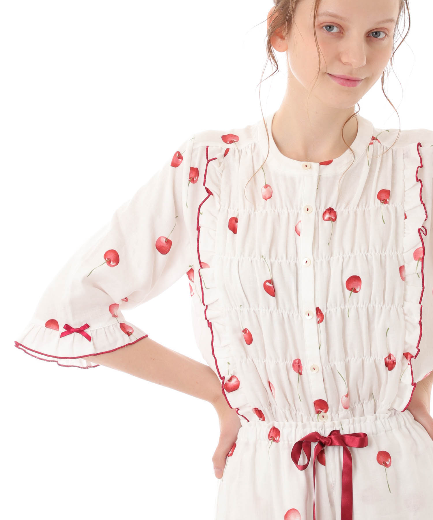定価9790円♡新品未使用♡コットンダブルガーゼチェリーフリルパジャマ コットンダブルガーゼチェリーフリルパジャマ｜パジャマ