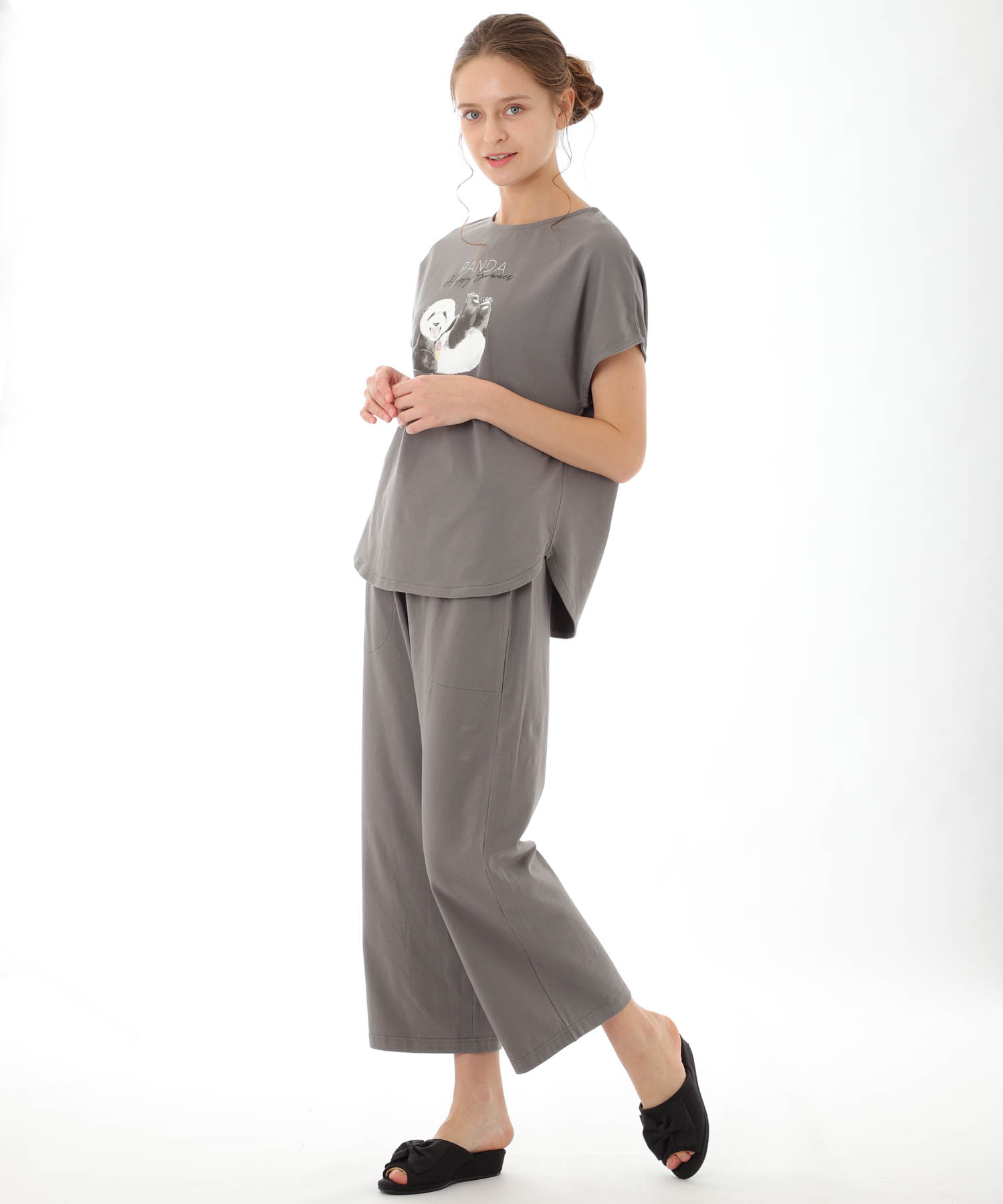 コットンベア天竺パンダ_パジャマ&ルームウェア-セットアップ_グレー_1
