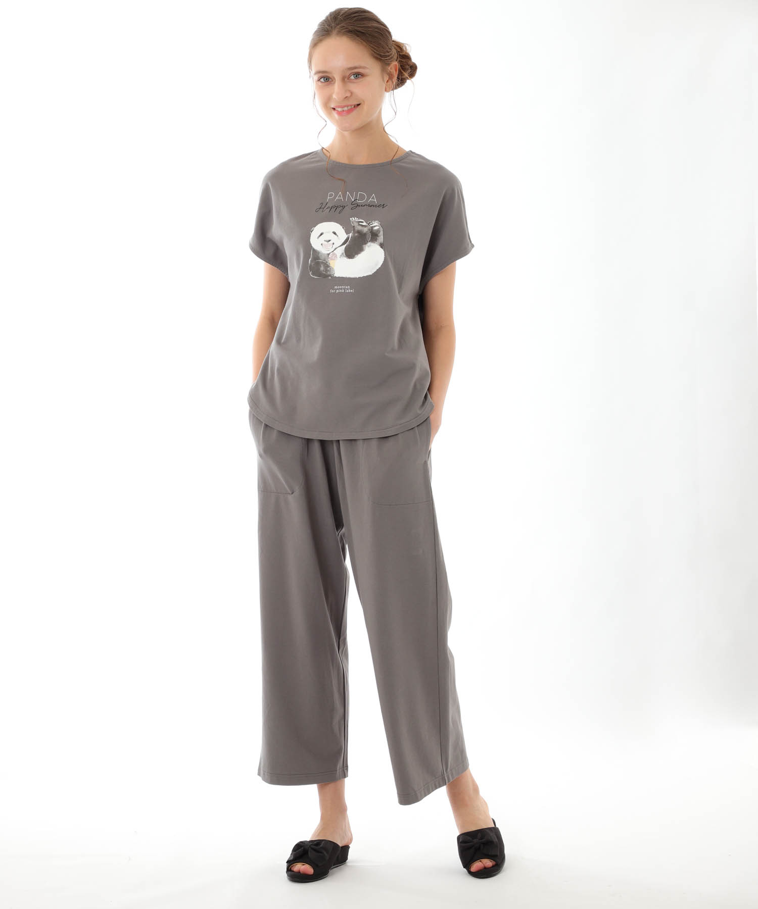 コットンベア天竺パンダ_パジャマ&ルームウェア-セットアップ_グレー_2