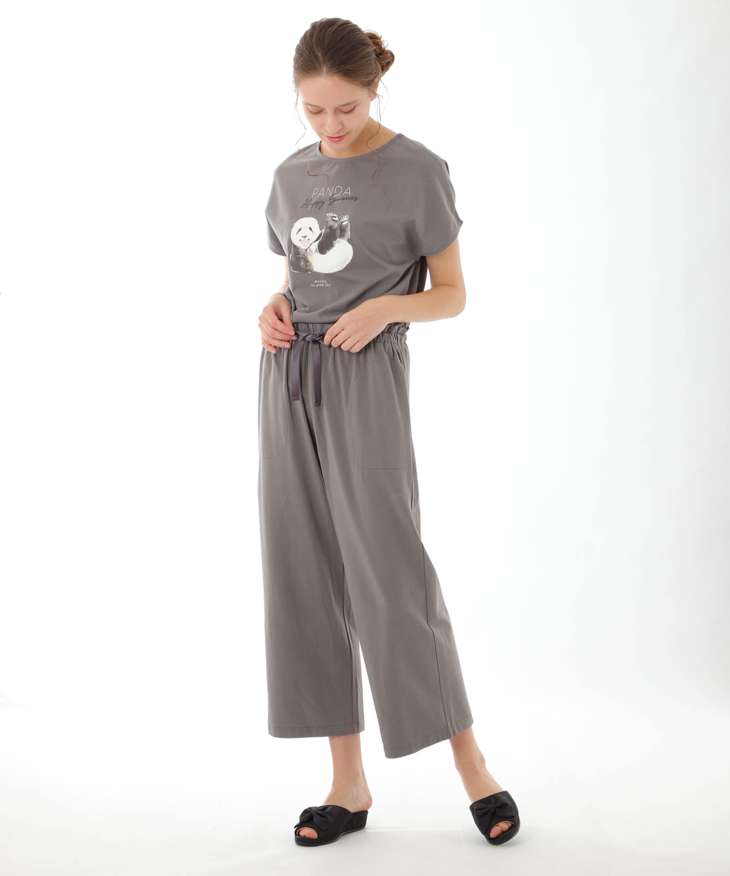 コットンベア天竺パンダ_パジャマ&ルームウェア-セットアップ_グレー_3