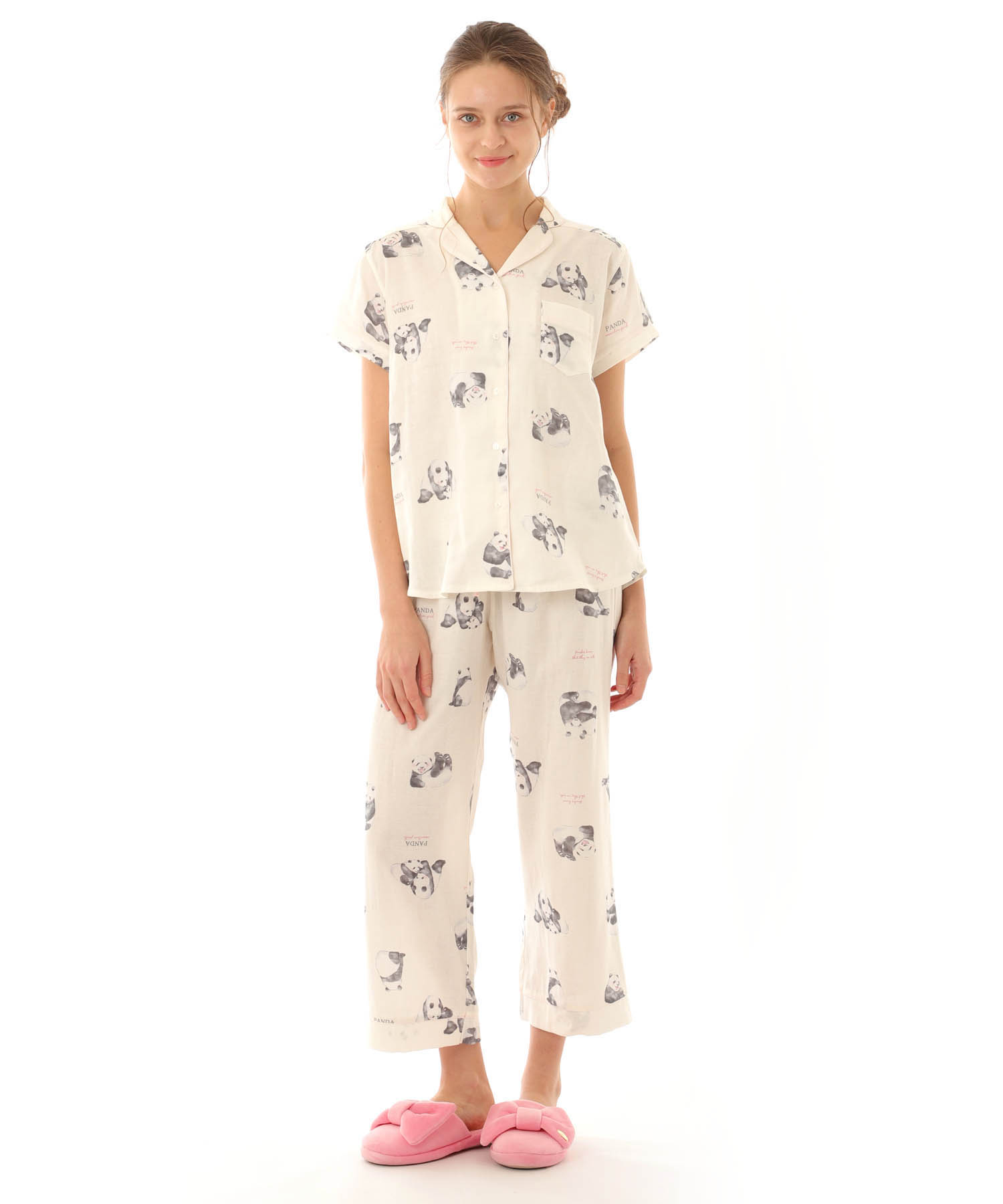 ダブルガーゼパンダパジャマ_パジャマ&ルームウェア-セットアップ_クリーム_3
