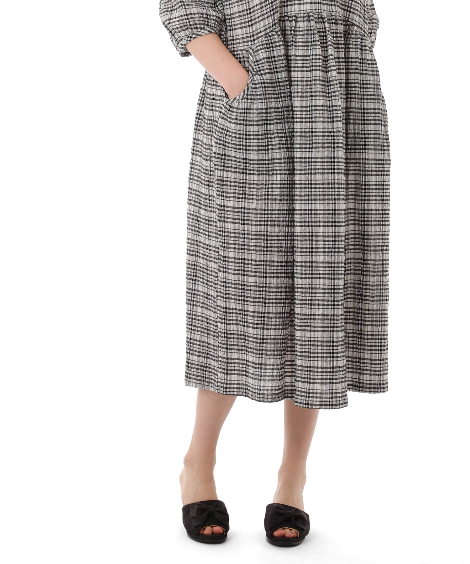 コットンクリンクルワンピース_パジャマ&ルームウェア-ワンピース・ネグリジェ_ブラック_9