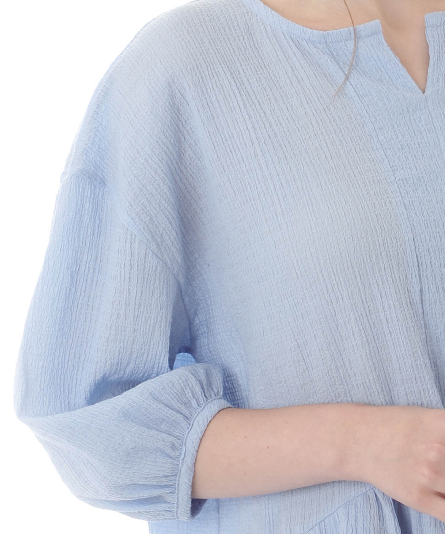 コットンクリンクルワンピース_パジャマ&ルームウェア-ワンピース・ネグリジェ_ブルー_5