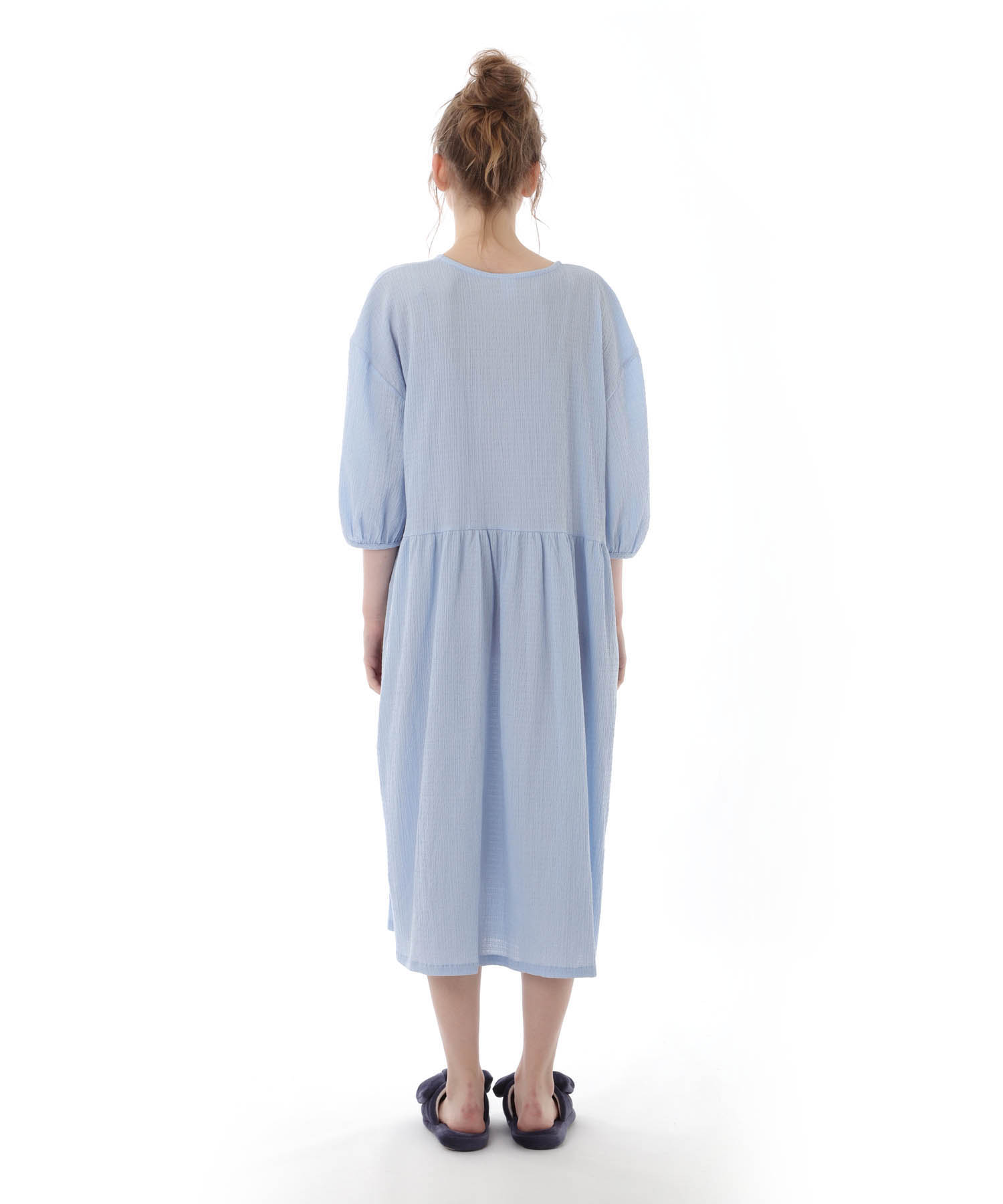 コットンクリンクルワンピース_パジャマ&ルームウェア-ワンピース・ネグリジェ_ブルー_7