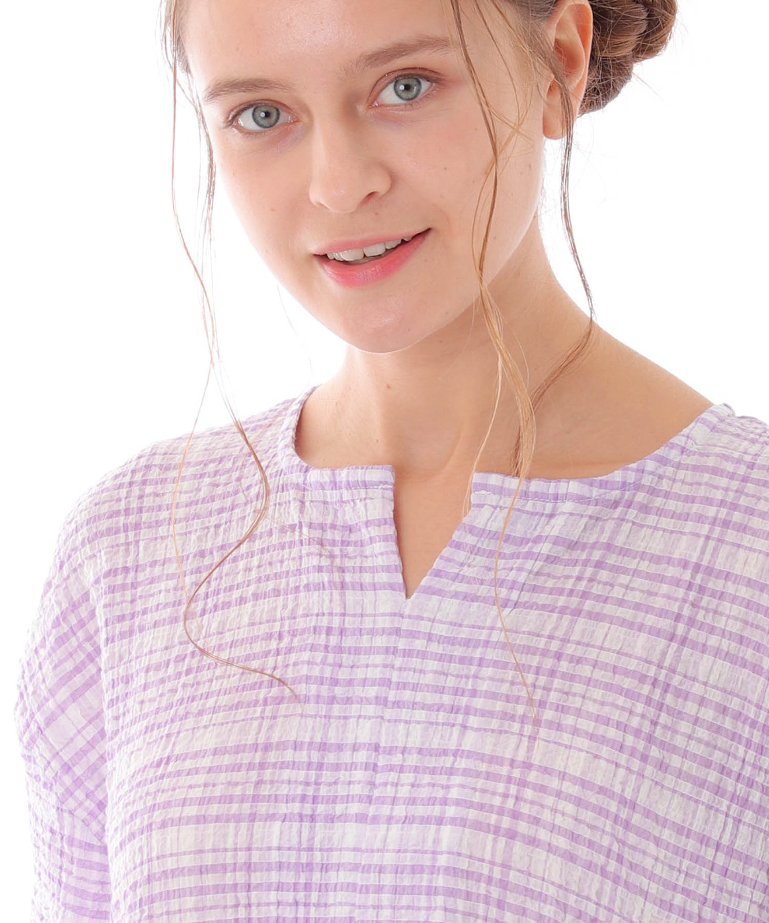 コットンクリンクルワンピース_パジャマ&ルームウェア-ワンピース・ネグリジェ_パープル_5