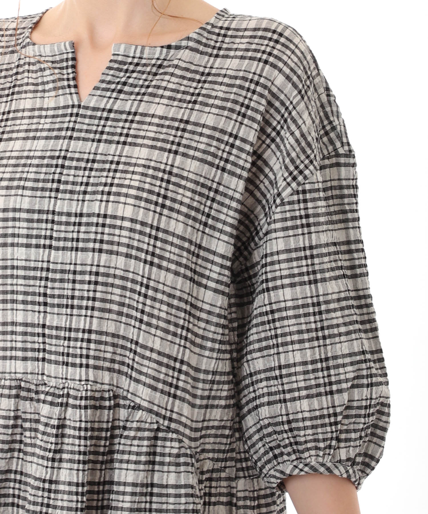 コットンクリンクルワンピース_パジャマ&ルームウェア-ワンピース・ネグリジェ_ブラック_7