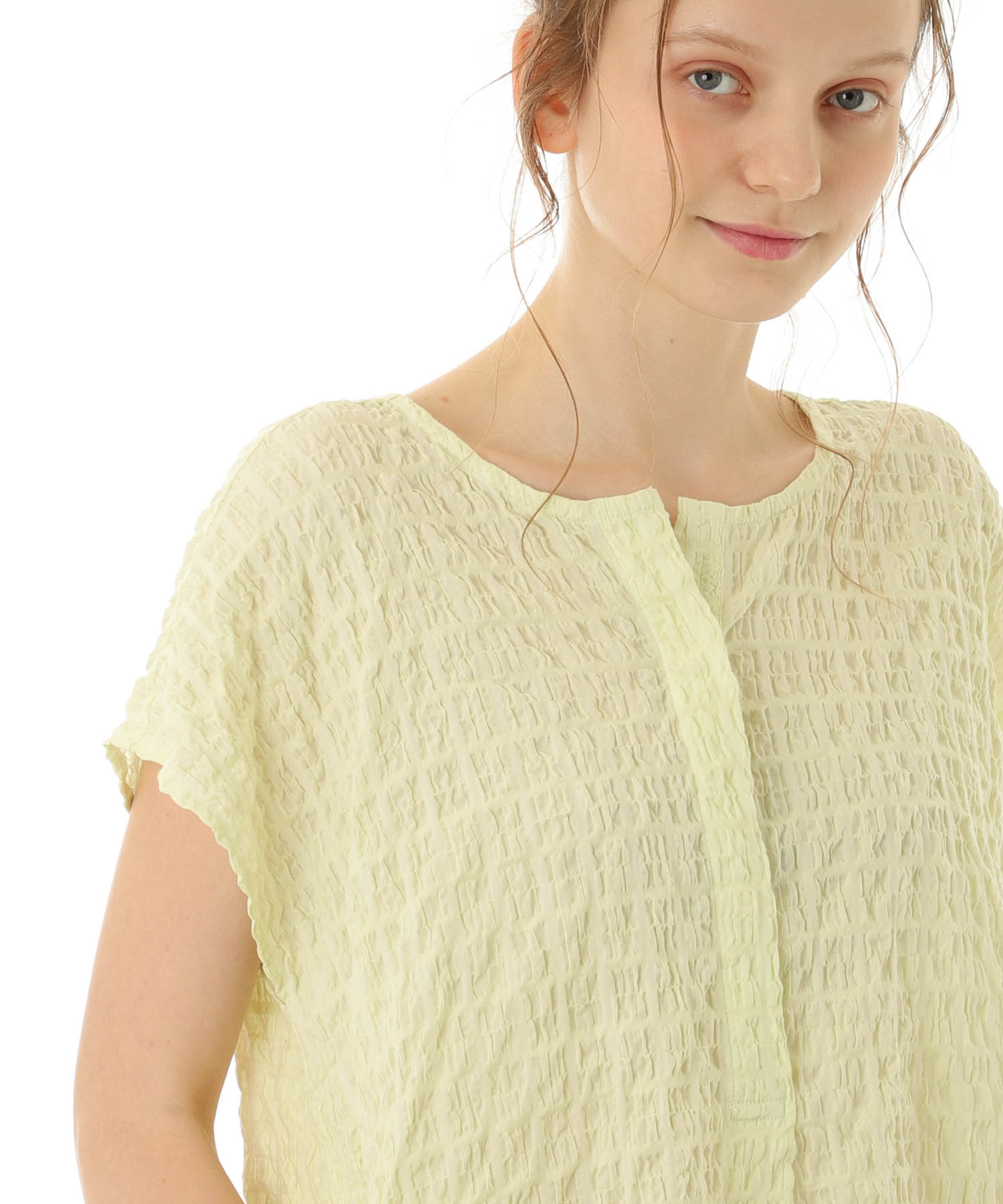 変わり織りシャーリングワンピース_パジャマ&ルームウェア-ワンピース・ネグリジェ_グリーン_3