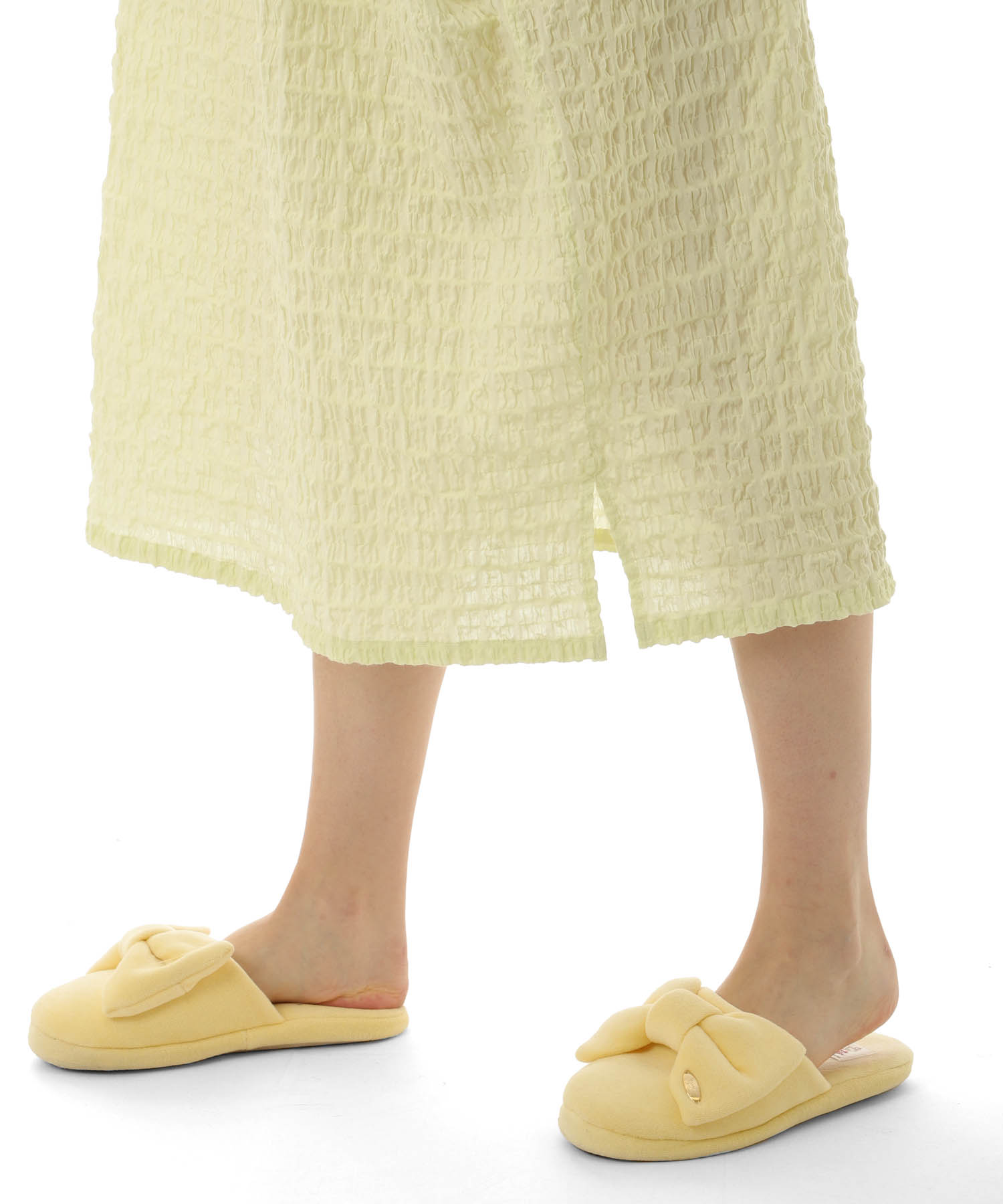 変わり織りシャーリングワンピース_パジャマ&ルームウェア-ワンピース・ネグリジェ_グリーン_4