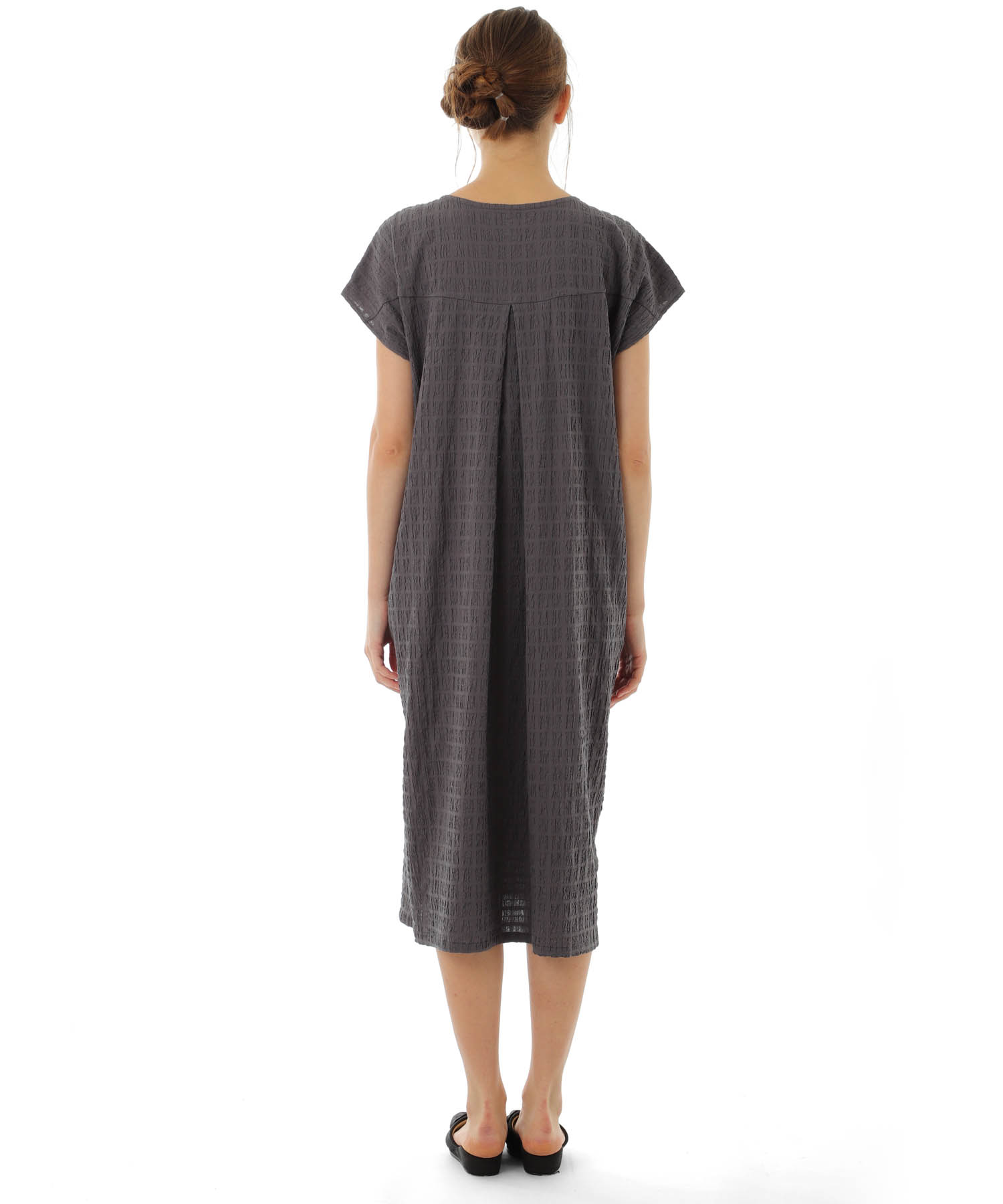 変わり織りシャーリングワンピース_パジャマ&ルームウェア-ワンピース・ネグリジェ_グレー_6