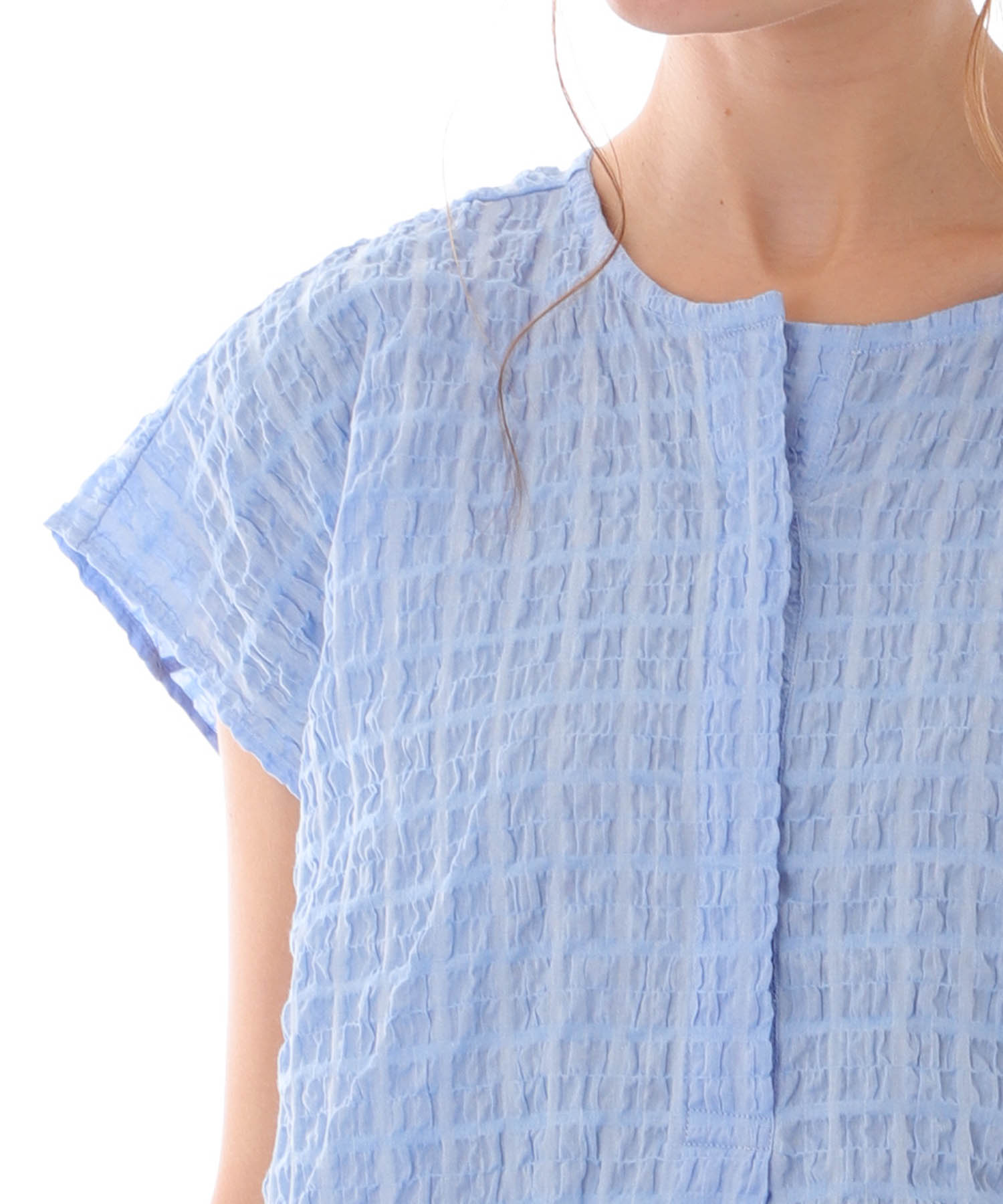 変わり織りシャーリングワンピース_パジャマ&ルームウェア-ワンピース・ネグリジェ_ブルー_4