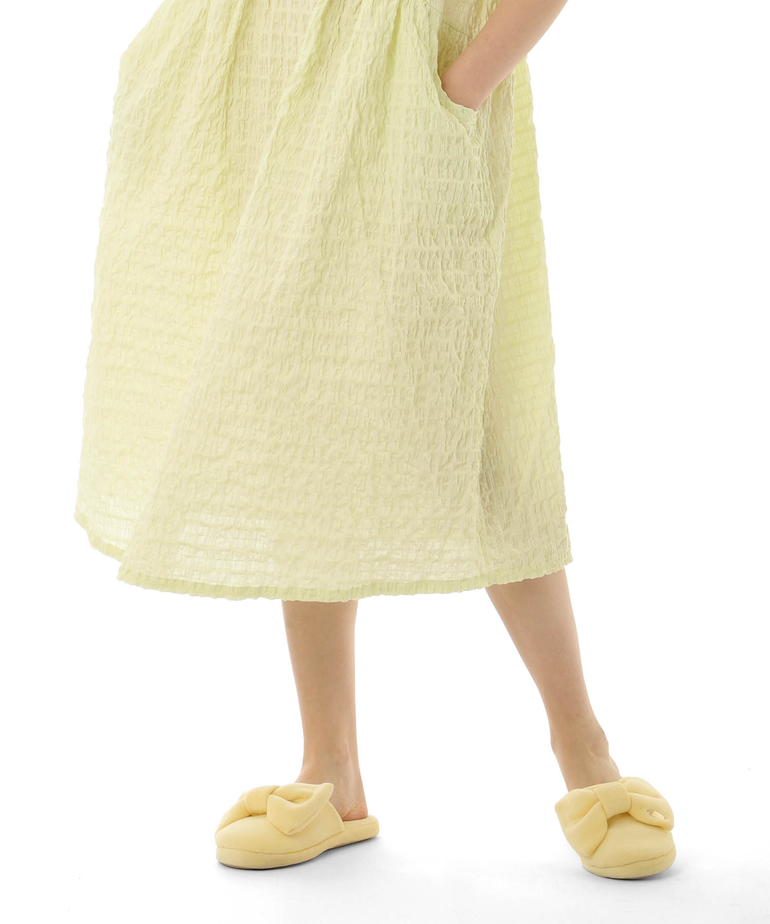 変わり織りシャーリングダブルボタン_パジャマ&ルームウェア-セットアップ_グリーン_5