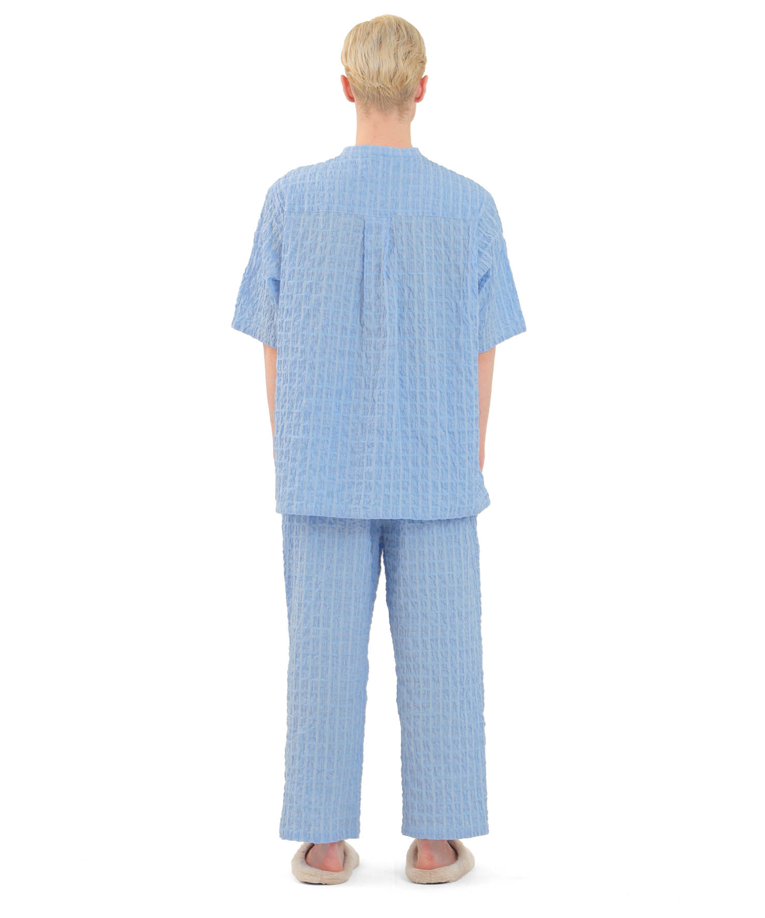 変わり織りシャーリングメンズパジャマ_パジャマ&ルームウェア-セットアップ_ブルー_3