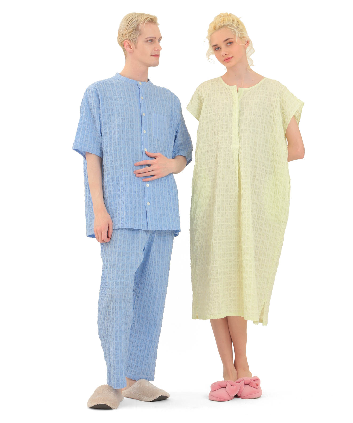 変わり織りシャーリングメンズパジャマ_パジャマ&ルームウェア-セットアップ_ブルー_4