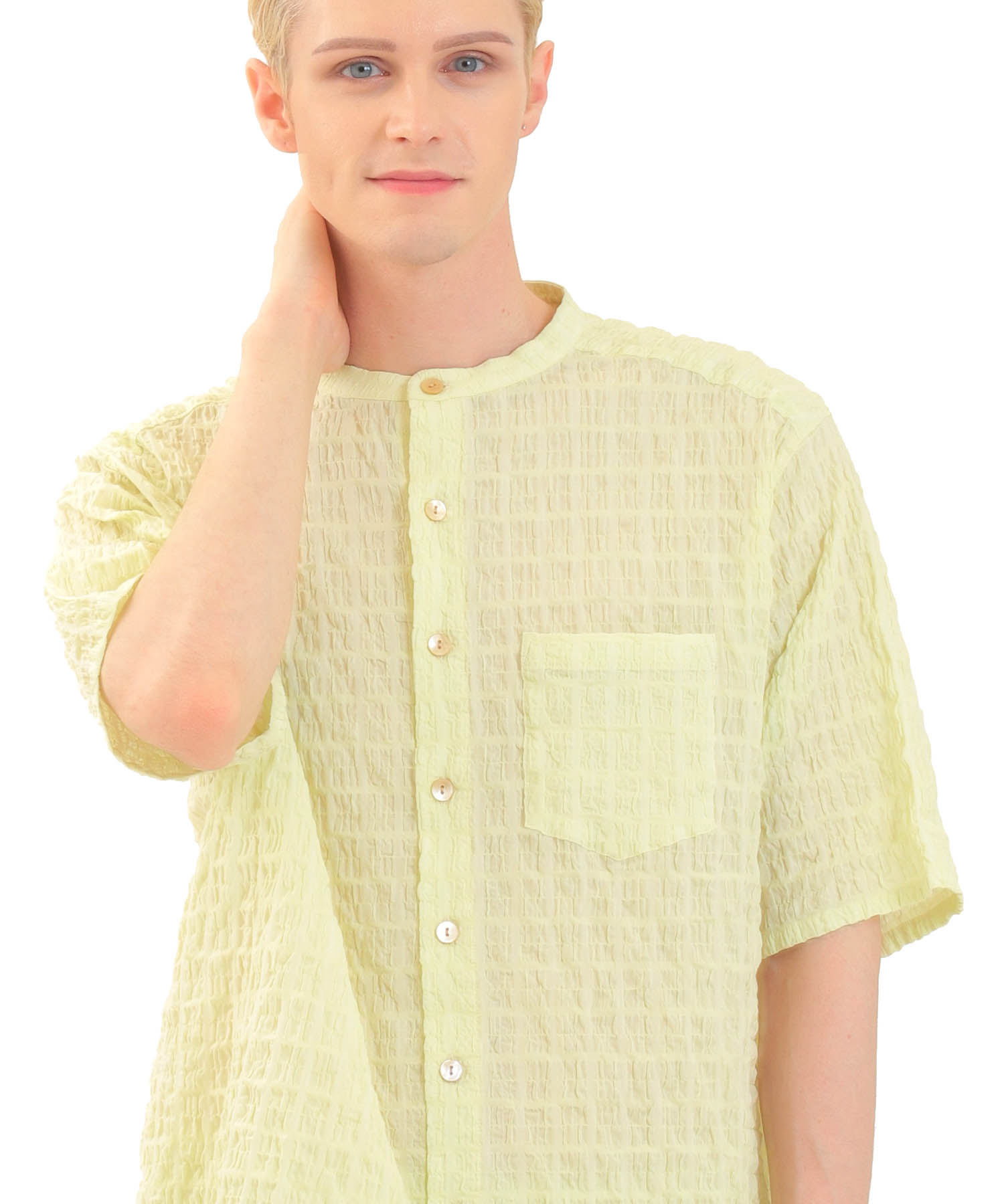 変わり織りシャーリングメンズパジャマ_パジャマ&ルームウェア-セットアップ_グリーン_1