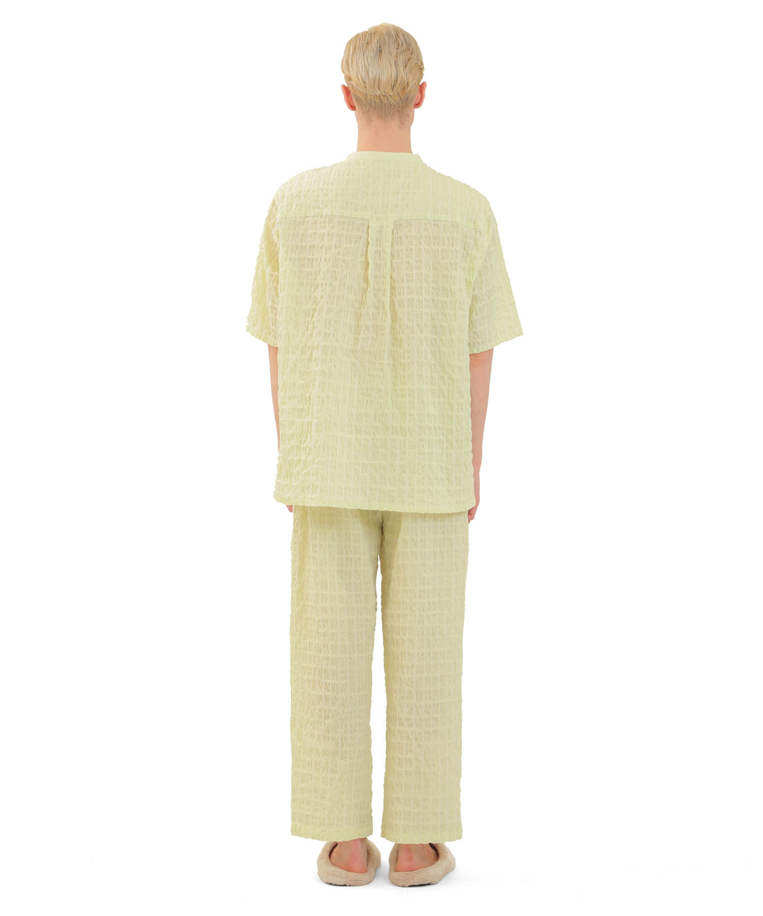 変わり織りシャーリングメンズパジャマ_パジャマ&ルームウェア-セットアップ_グリーン_5