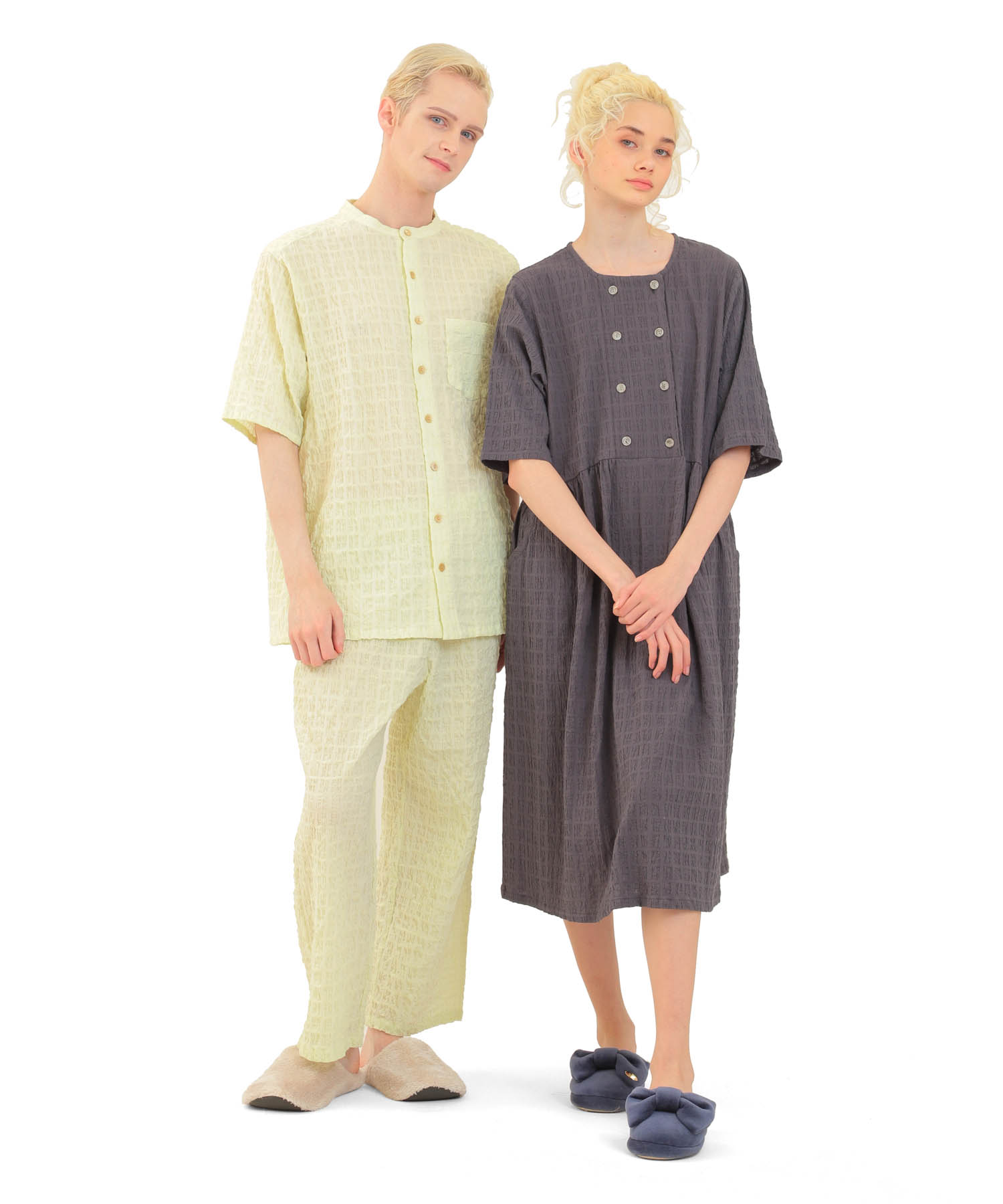 変わり織りシャーリングメンズパジャマ_パジャマ&ルームウェア-セットアップ_グリーン_6