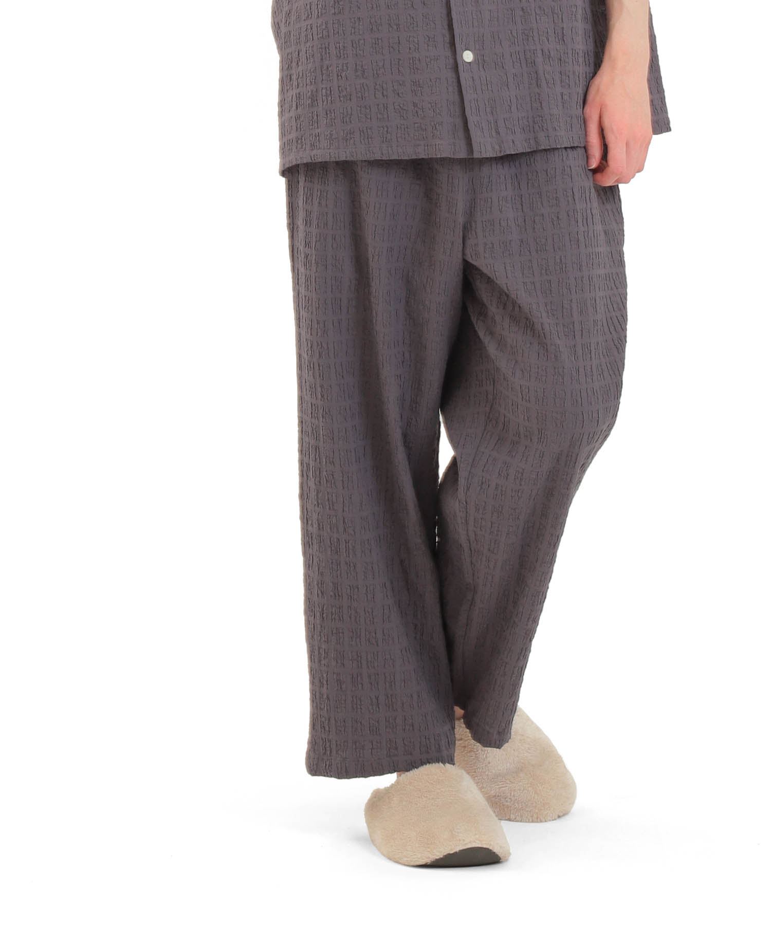 変わり織りシャーリングメンズパジャマ_パジャマ&ルームウェア-セットアップ_グレー_3