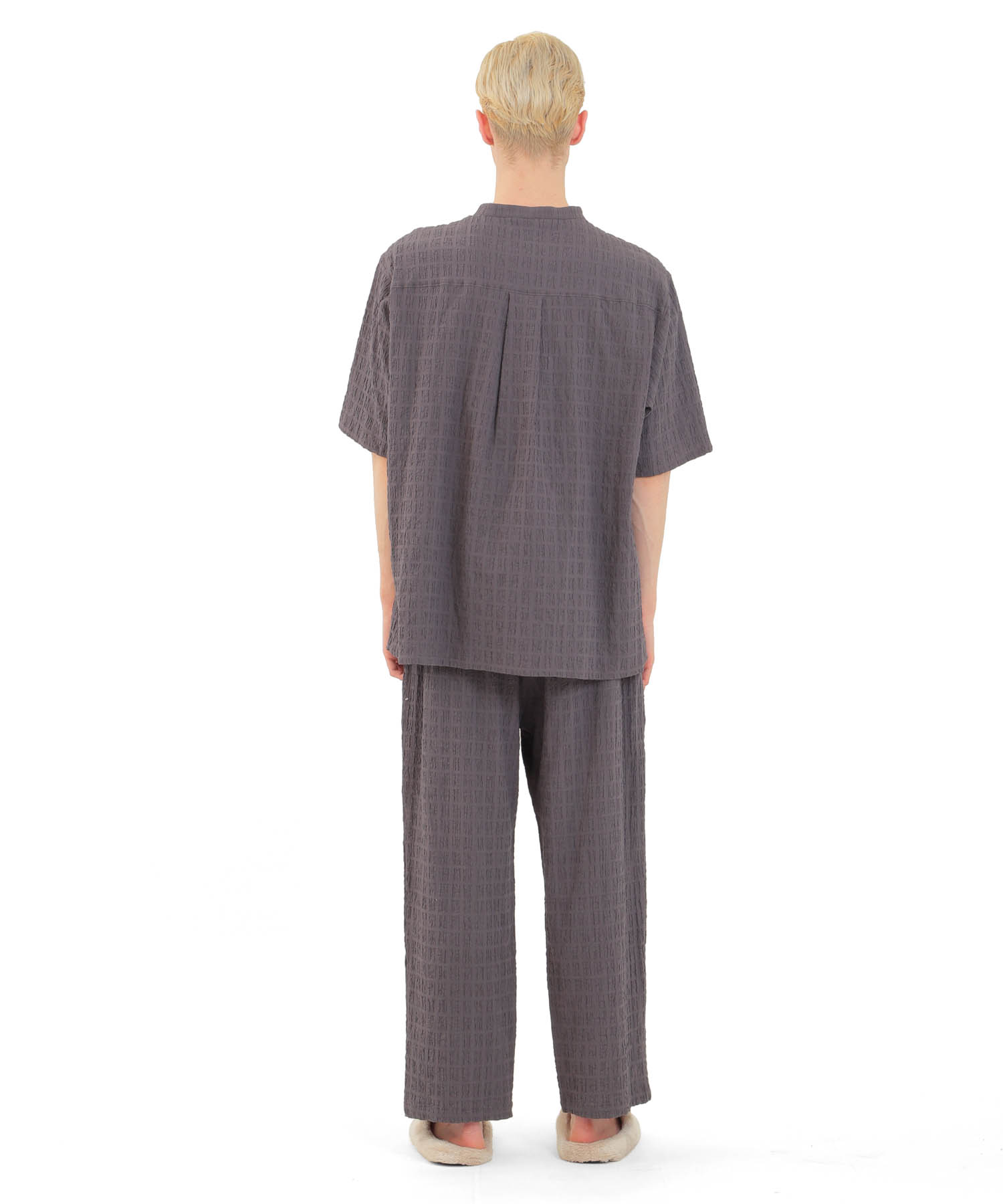 変わり織りシャーリングメンズパジャマ_パジャマ&ルームウェア-セットアップ_グレー_4
