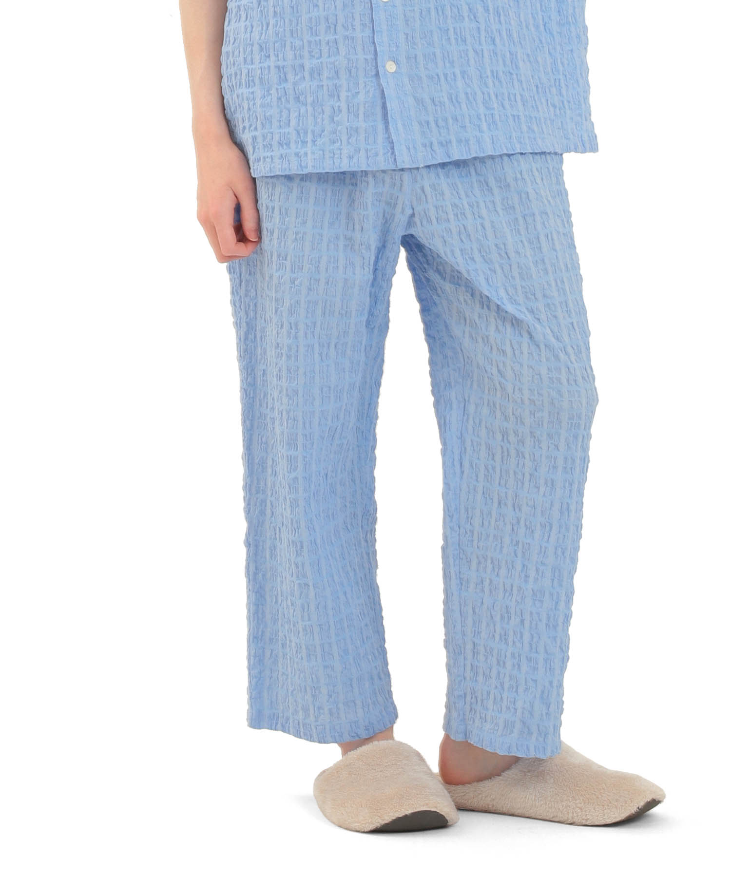 変わり織りシャーリングメンズパジャマ_パジャマ&ルームウェア-セットアップ_ブルー_2