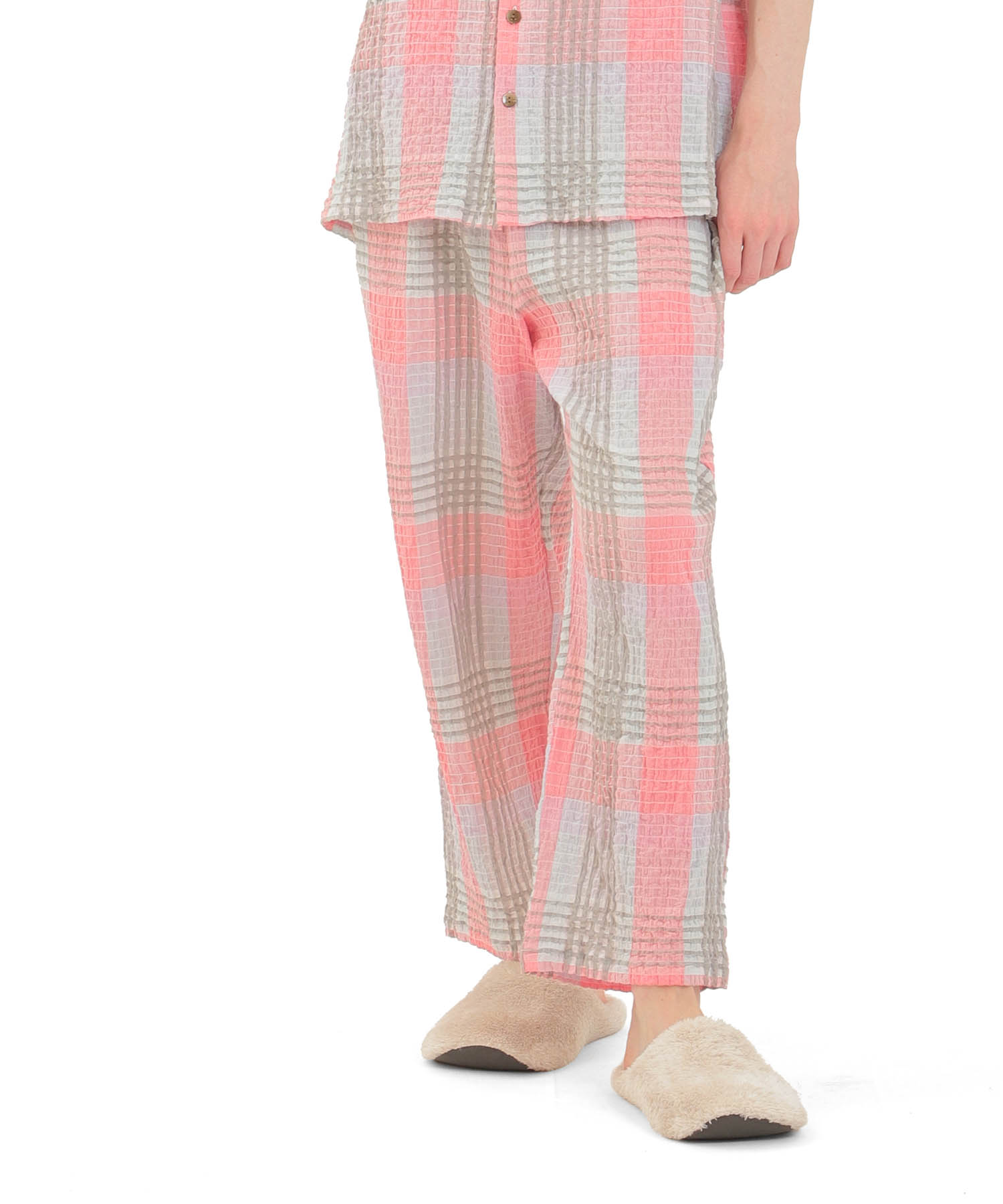 シャーリングマドラスチェックメンズパジャマ_パジャマ&ルームウェア-セットアップ_オレンジ_4