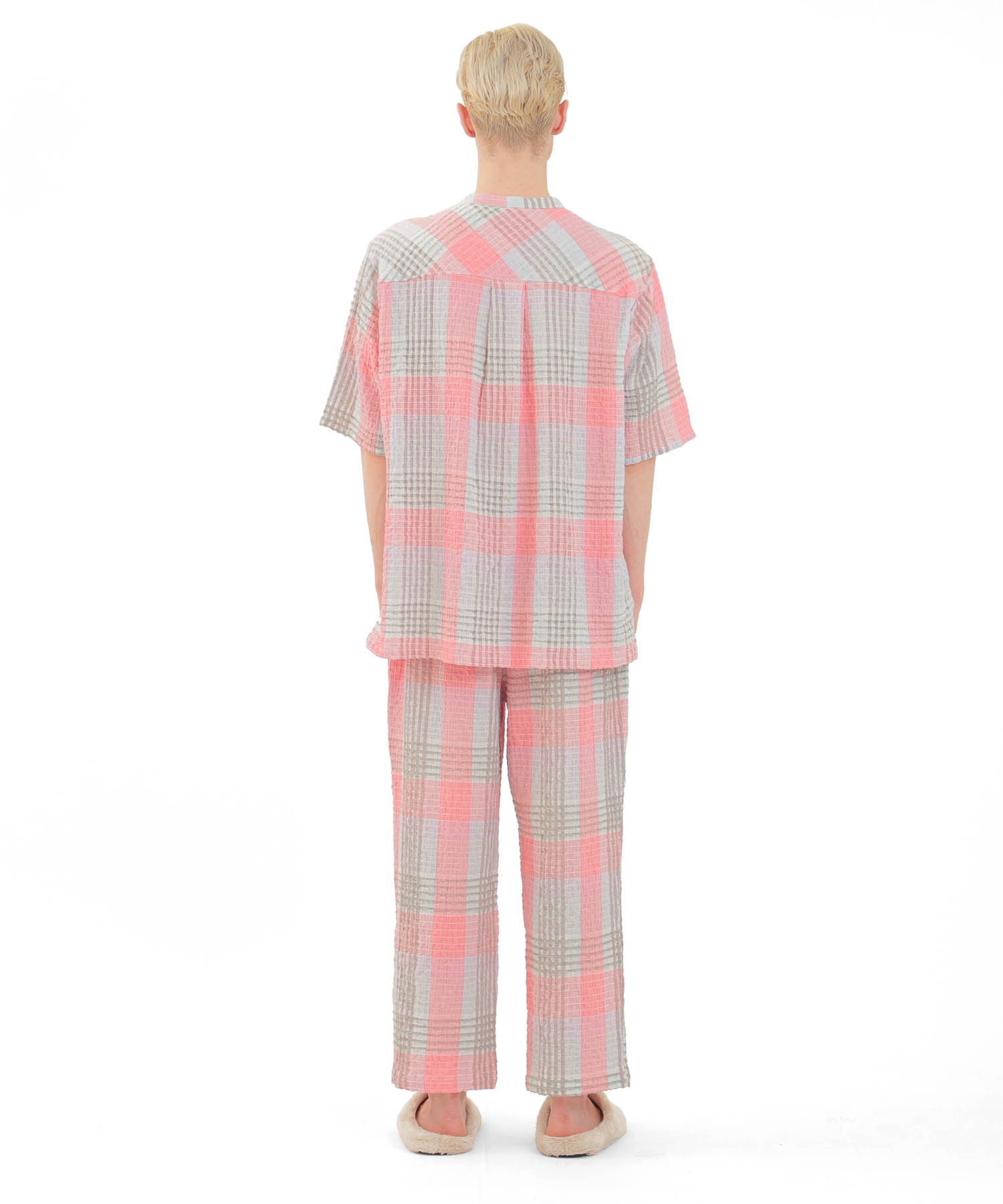 シャーリングマドラスチェックメンズパジャマ_パジャマ&ルームウェア-セットアップ_オレンジ_5