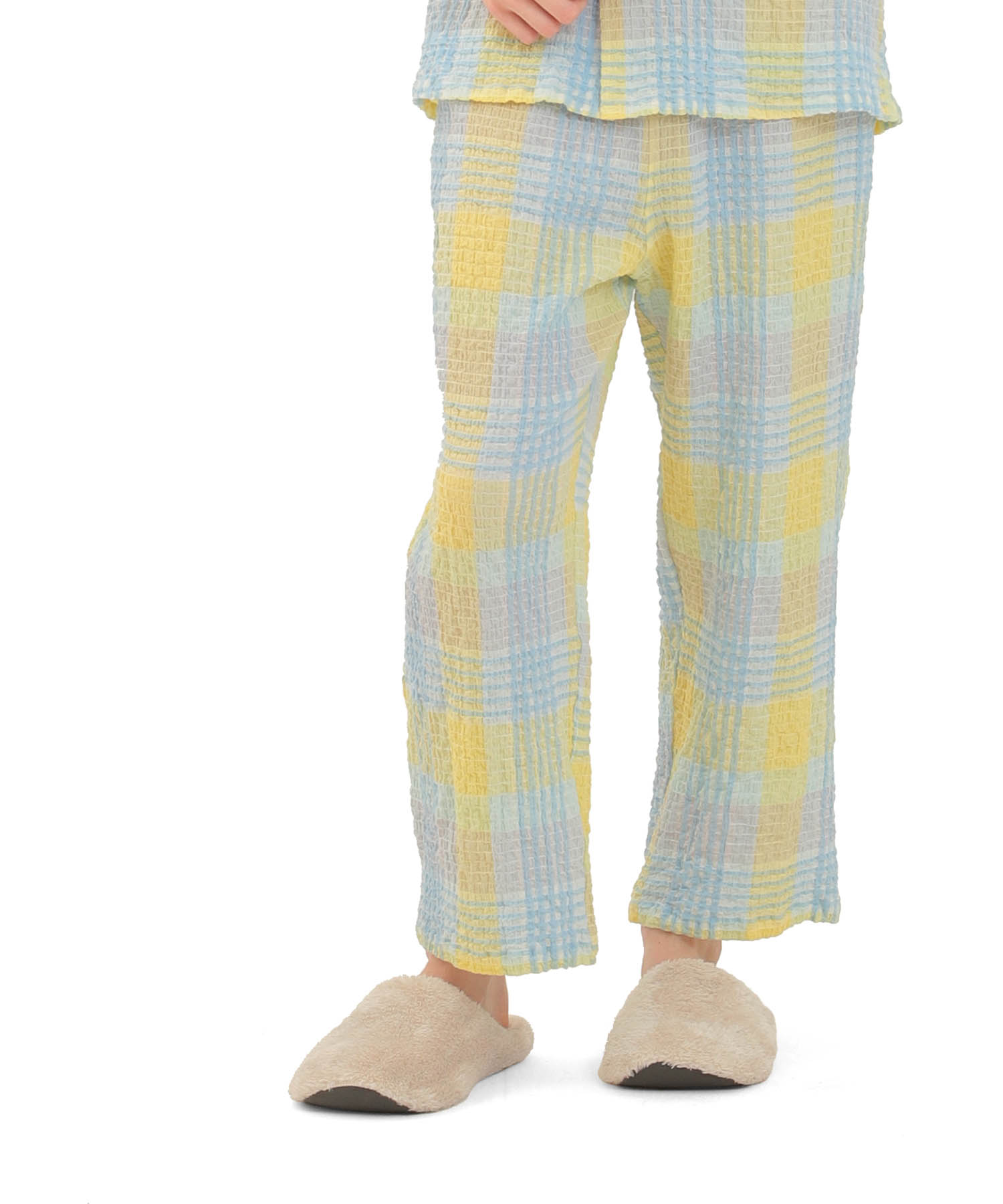 シャーリングマドラスチェックメンズパジャマ_パジャマ&ルームウェア-セットアップ_イエロー_4