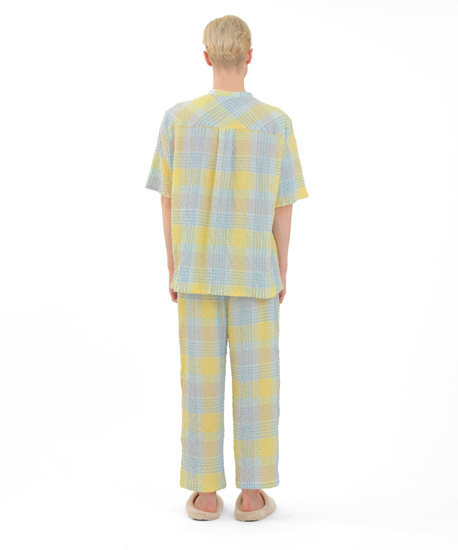 シャーリングマドラスチェックメンズパジャマ_パジャマ&ルームウェア-セットアップ_イエロー_5