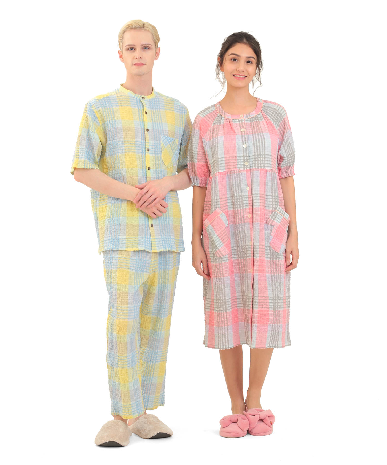 シャーリングマドラスチェックメンズパジャマ_パジャマ&ルームウェア-セットアップ_イエロー_6