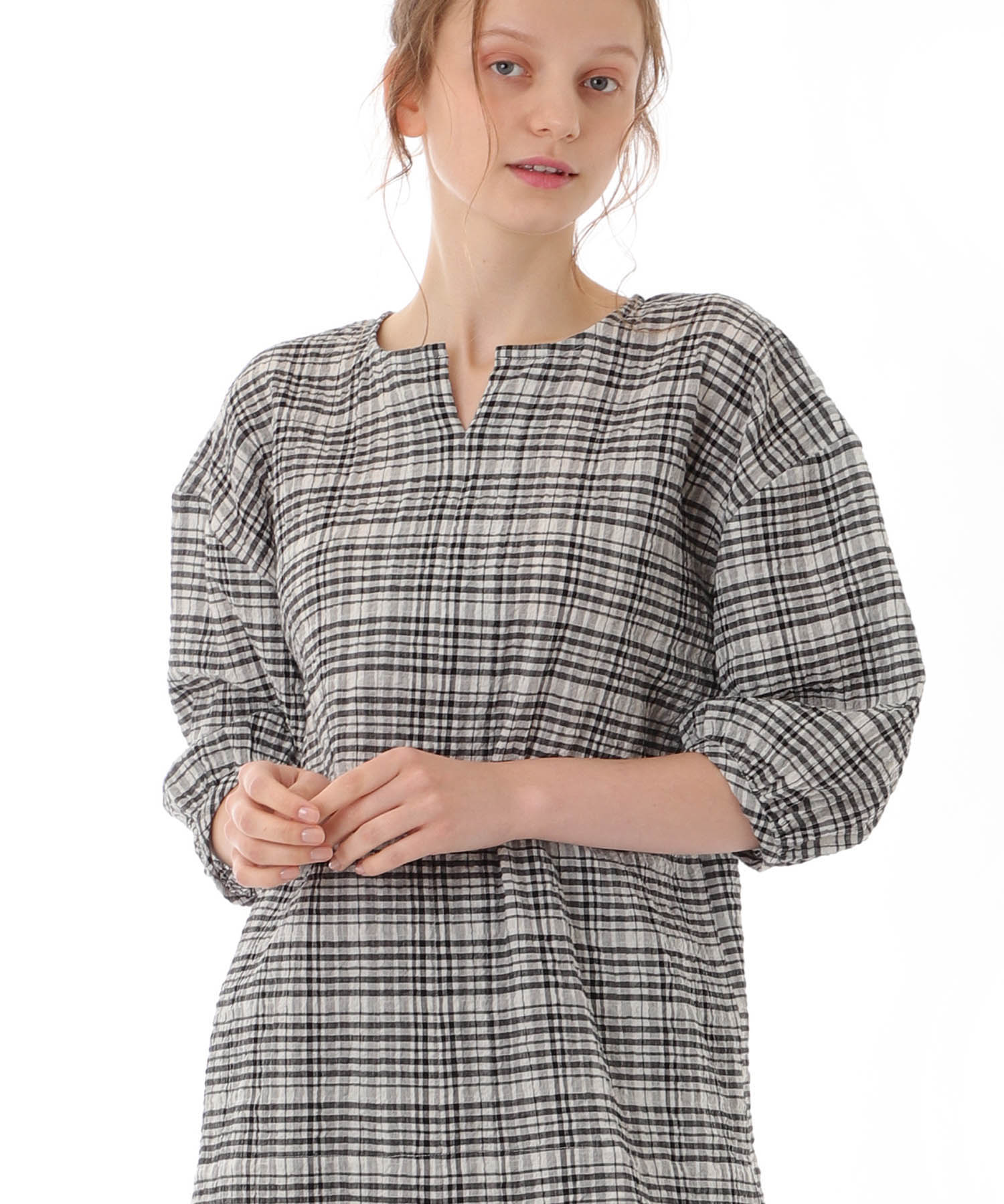 コットンクリンクルセットアップ_パジャマ&ルームウェア-セットアップ_ブラック_1