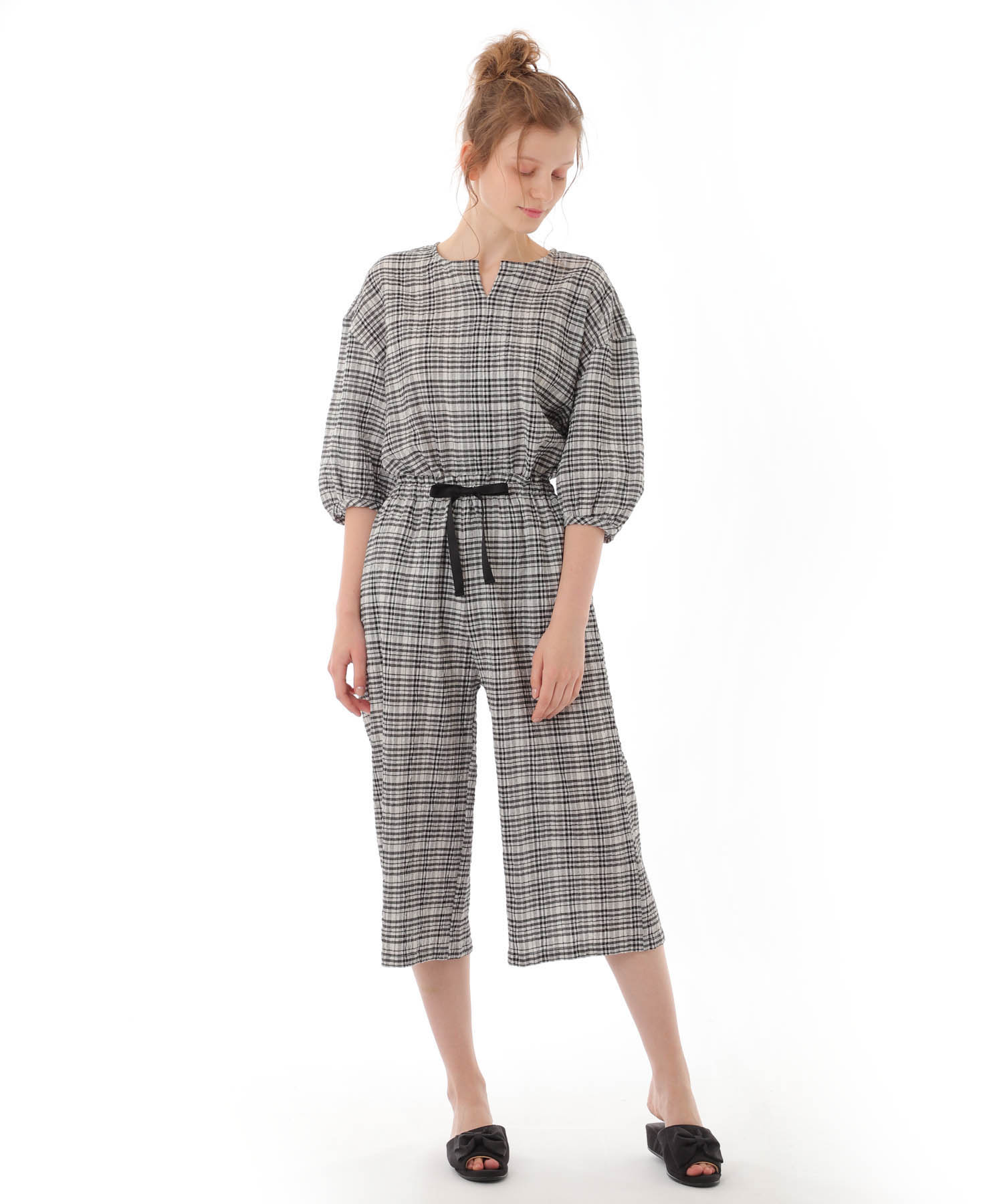 コットンクリンクルセットアップ_パジャマ&ルームウェア-セットアップ_ブラック_3